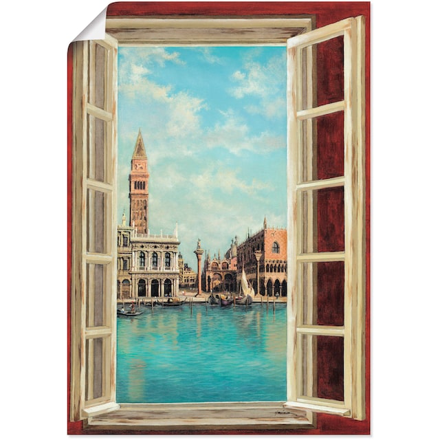 Artland Wandbild »Fenster mit Blick auf Venedig«, Fensterblick, (1 St.),  als Alubild, Leinwandbild, Wandaufkleber oder Poster in versch. Größen bei  OTTO