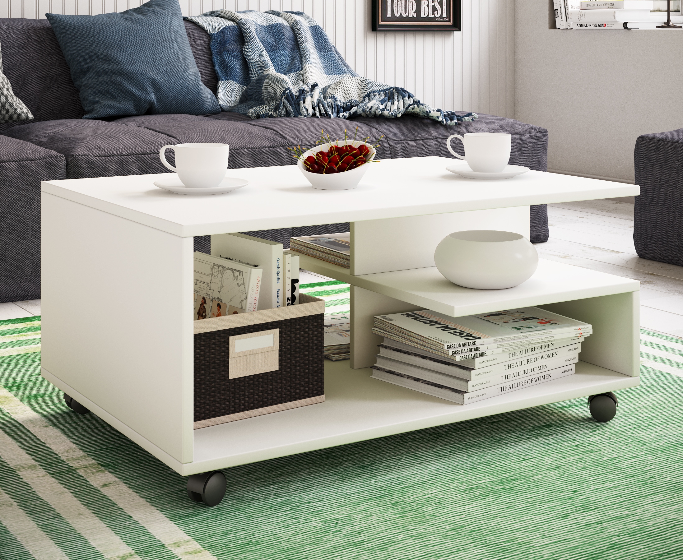 VCM Beistelltisch »Holz Sofatisch Couchtisch Rollen rollbar Stango L«