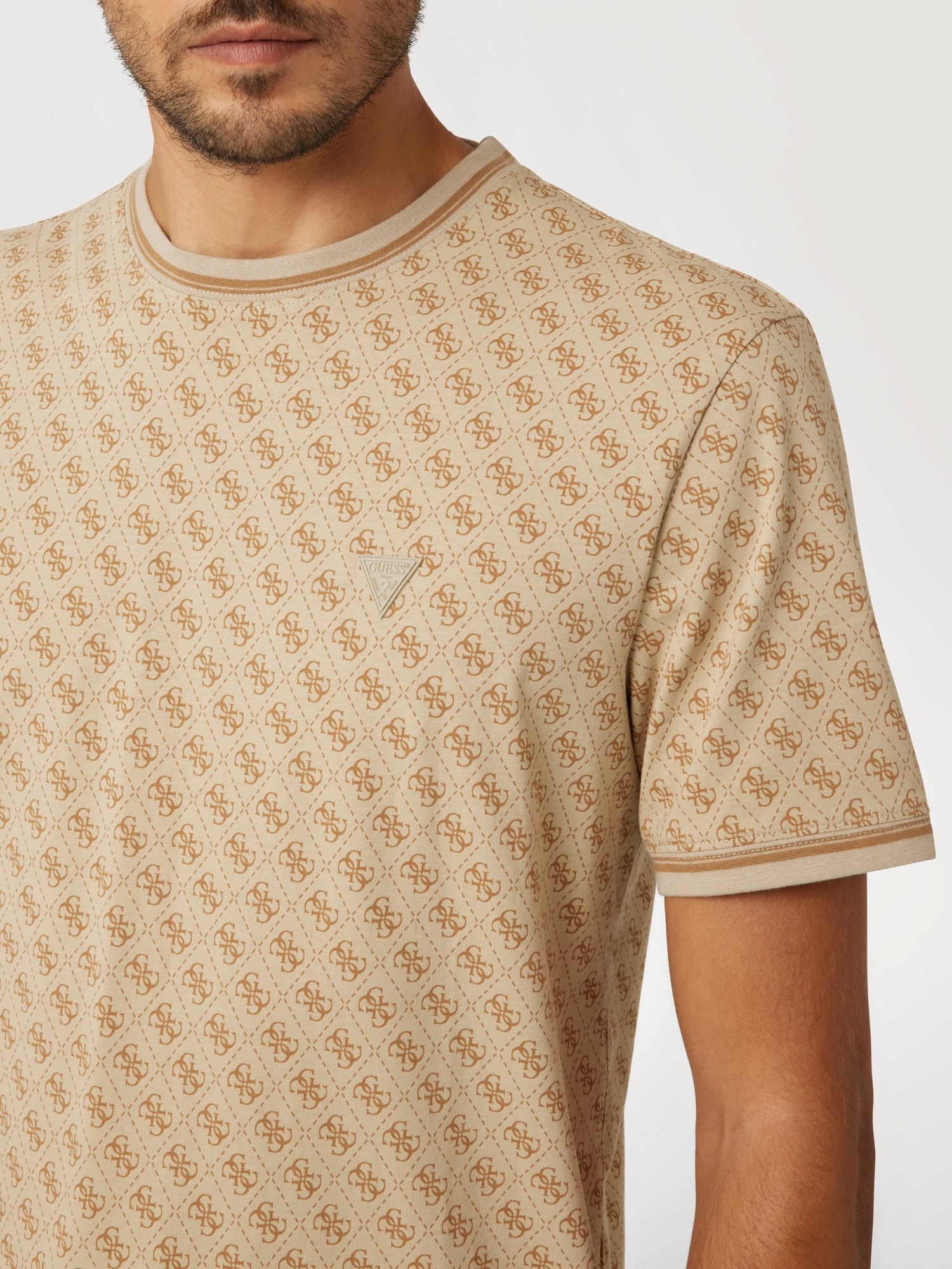 Guess T-Shirt »MARSHALL« Regular Fit, geringelte Bündchen