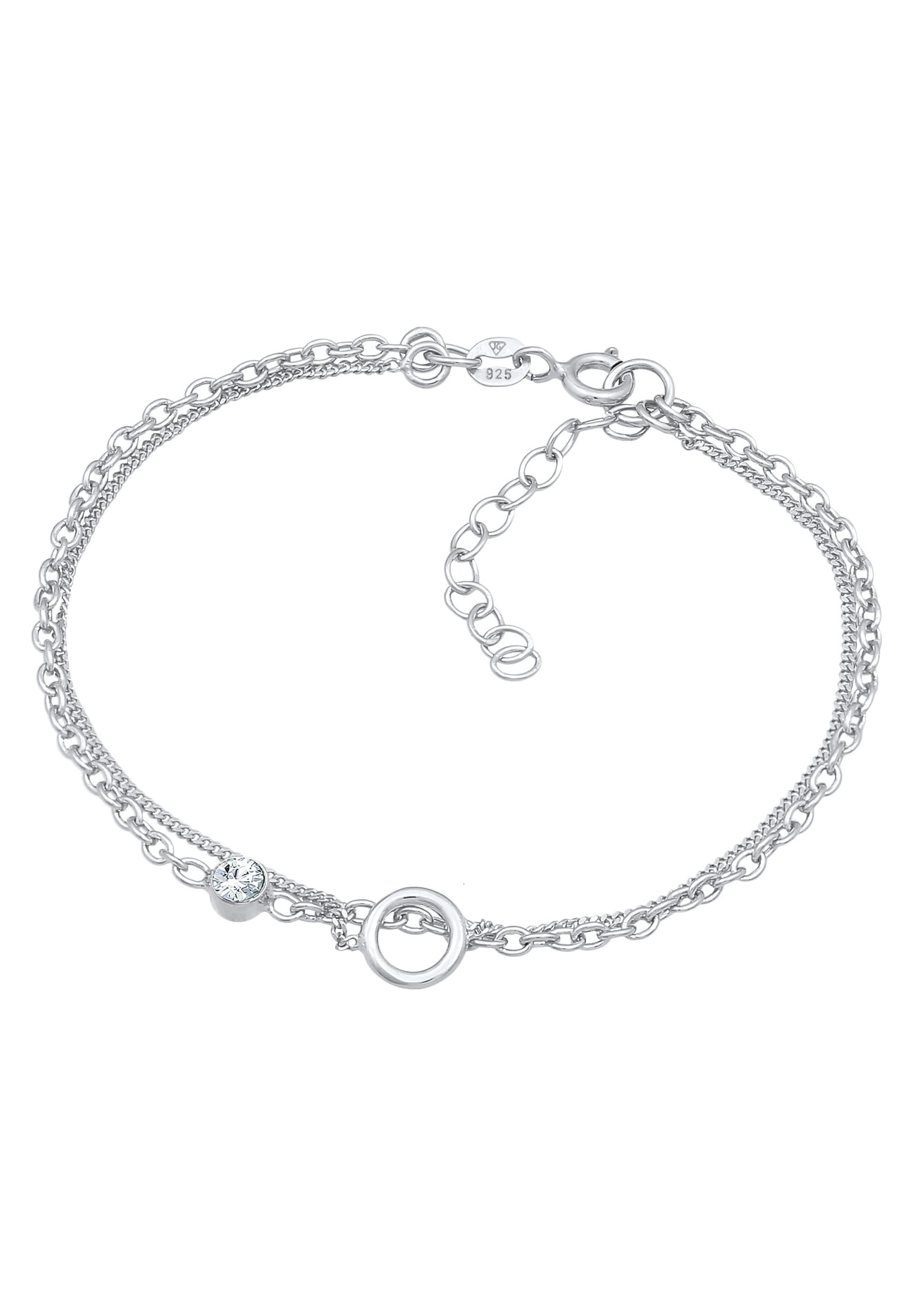 Elli Armkette »Armband Layer Kristall Kreis 925 Silber«