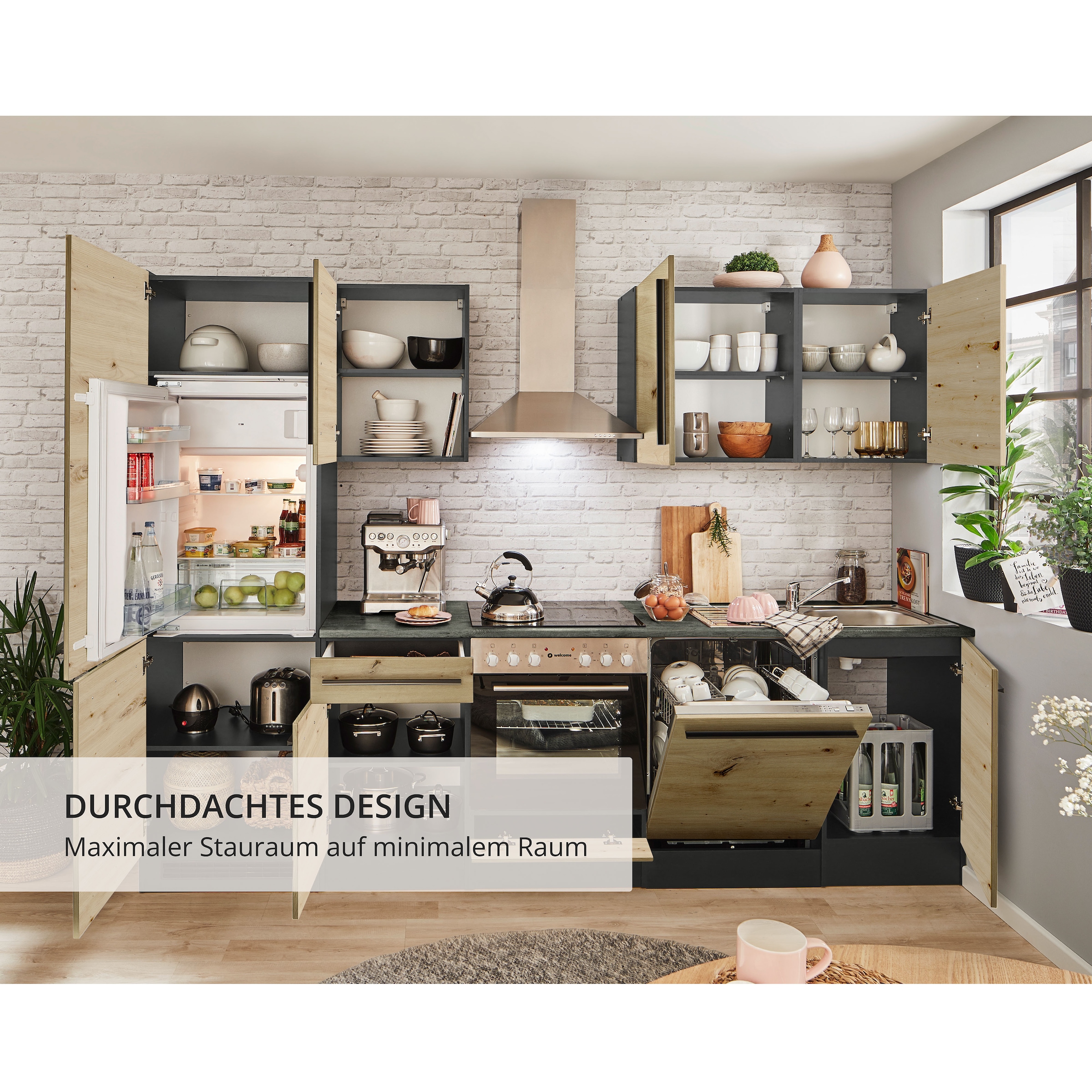 BASIC by Balculina Küchenzeile »Jazz« Breite 280 cm, wahlweise mit E-Geräten