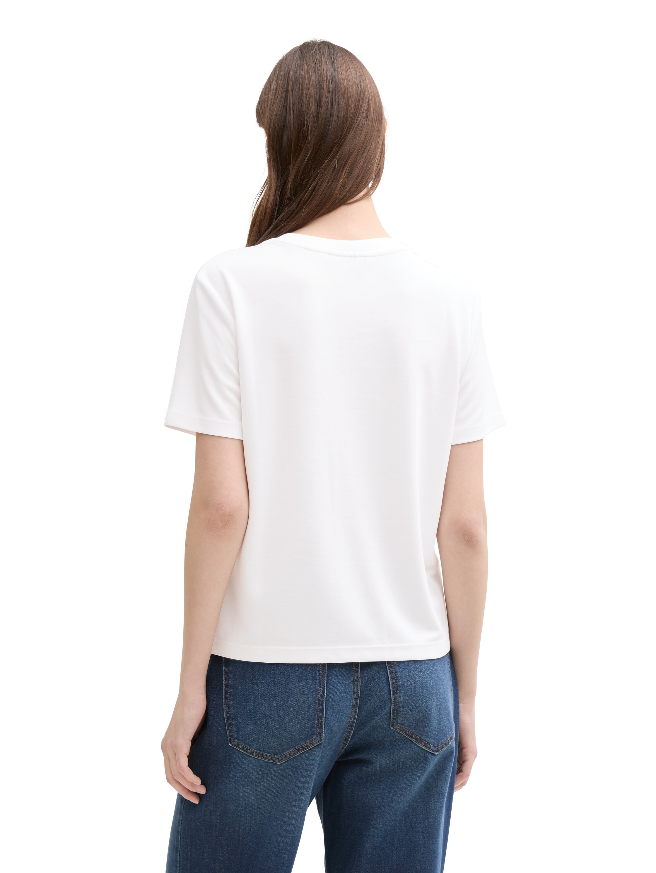 TOM TAILOR Denim Rundhalsshirt, mit Rundhalsausschnitt