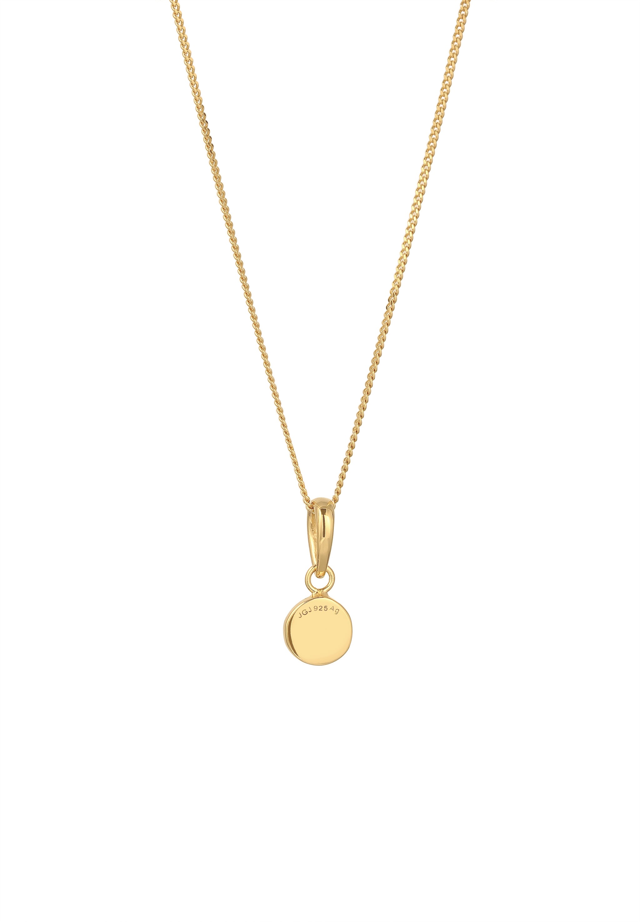 Elli Silberkette »Halskette Solitär Sonnenstein Orange 925 Sterling Silber vergoldet«