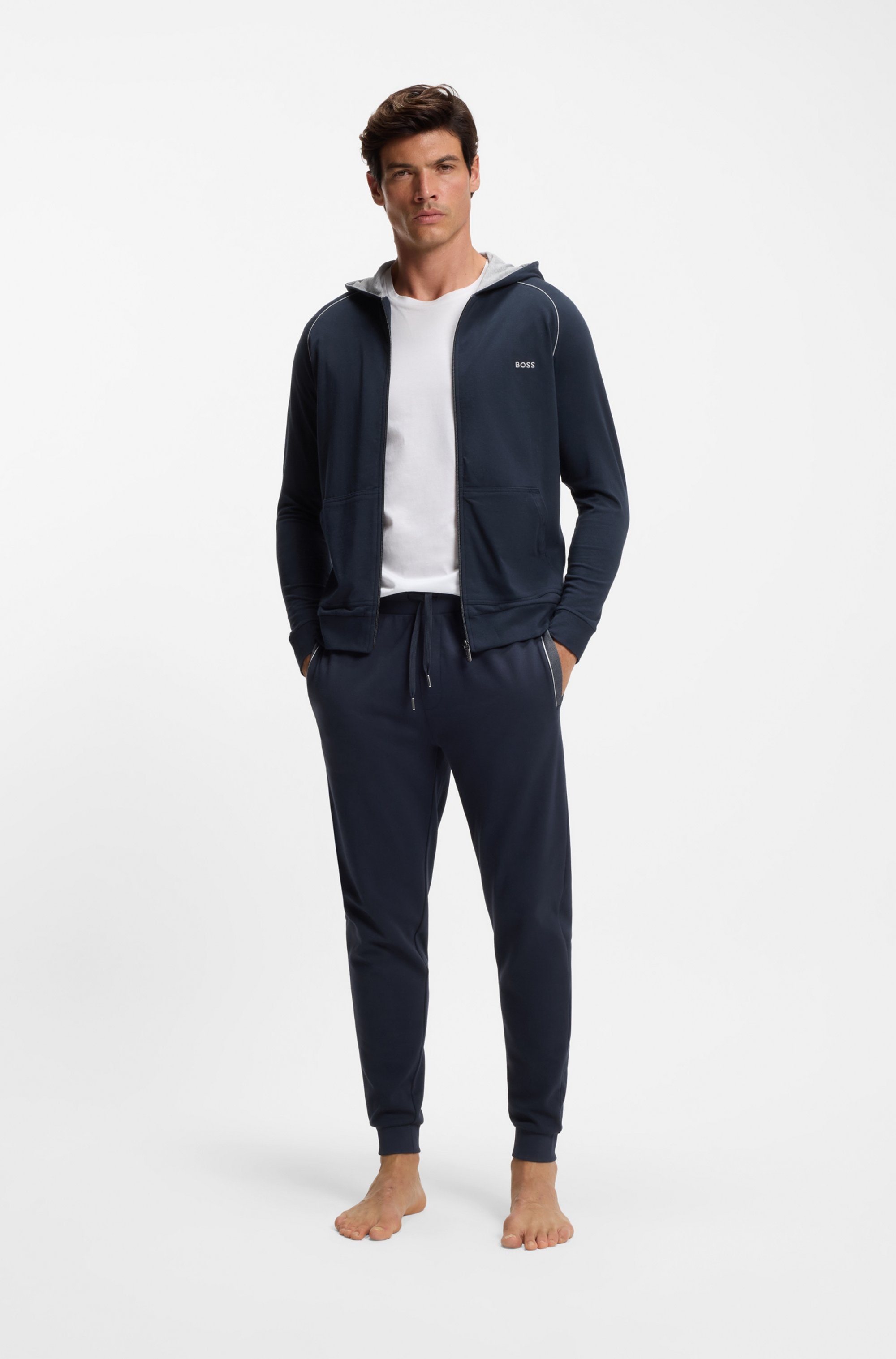 BOSS Kapuzensweatjacke »Mix&Match Jacket H«, mit BOSS Stickerei auf der Brust