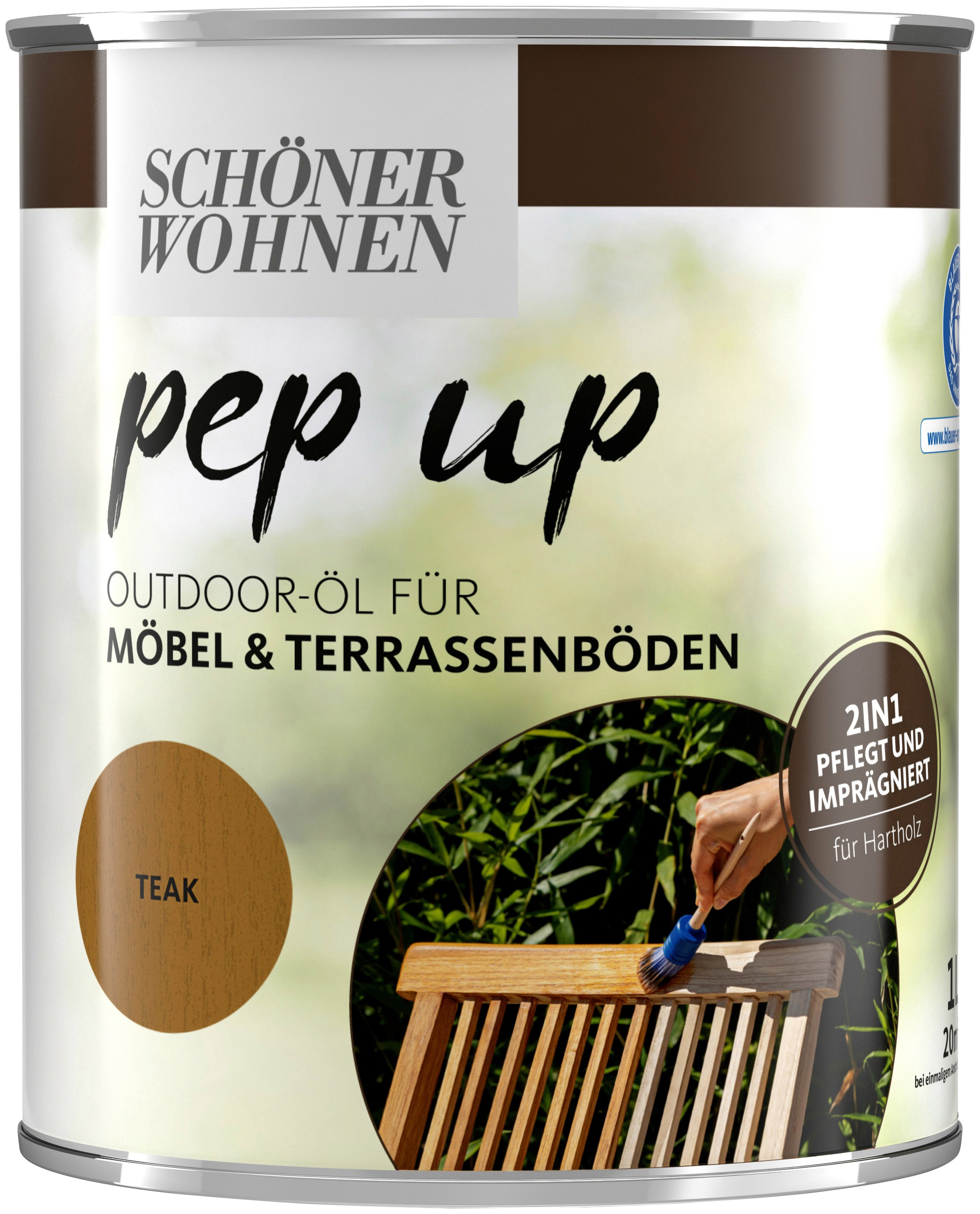 SCHÖNER WOHNEN FARBE Holzöl »pep up Outdoor«, 1 Liter, für Möbel & Terrassenböden, pflegt & imprägniert