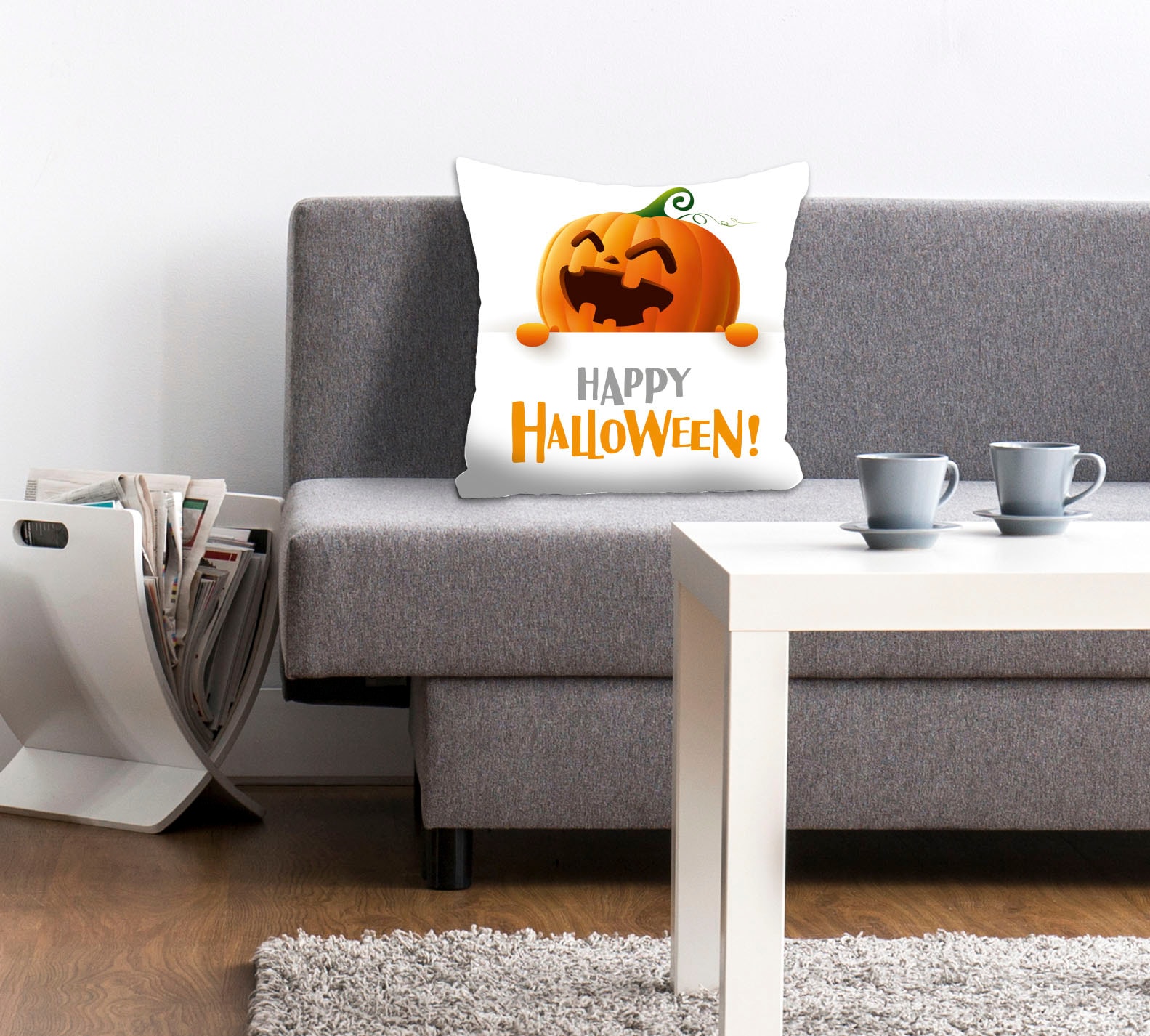 queence Dekokissen "Smiling Pumpkin" Kissenhülle,Happy Halloween,Kürbis,Halloween,Gruselig,Festlich