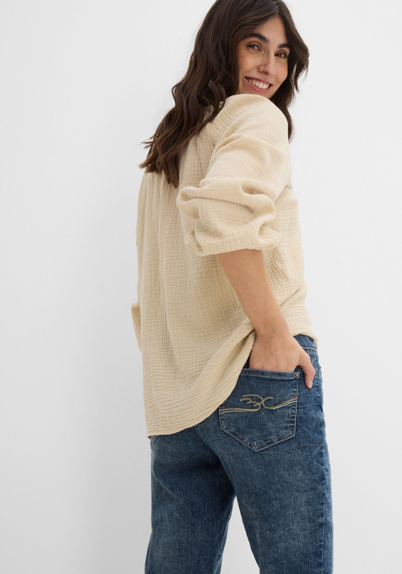 bonprix Caprijeans 1 figurformende Passform, Regular Fit, mit Komfort-Stretch