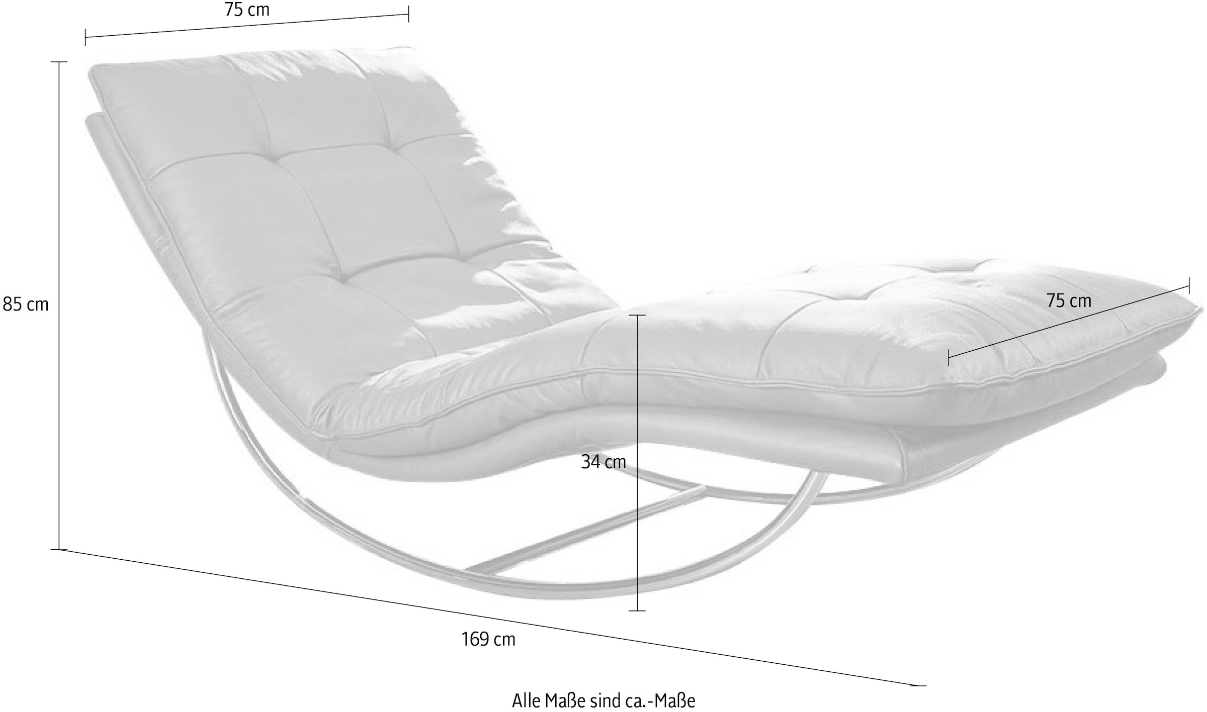 W.SCHILLIG Relaxliege »daily dreams« in Waffelkissen-Optik, Schaukelgestell Chrom glänzend, in 2 Breiten