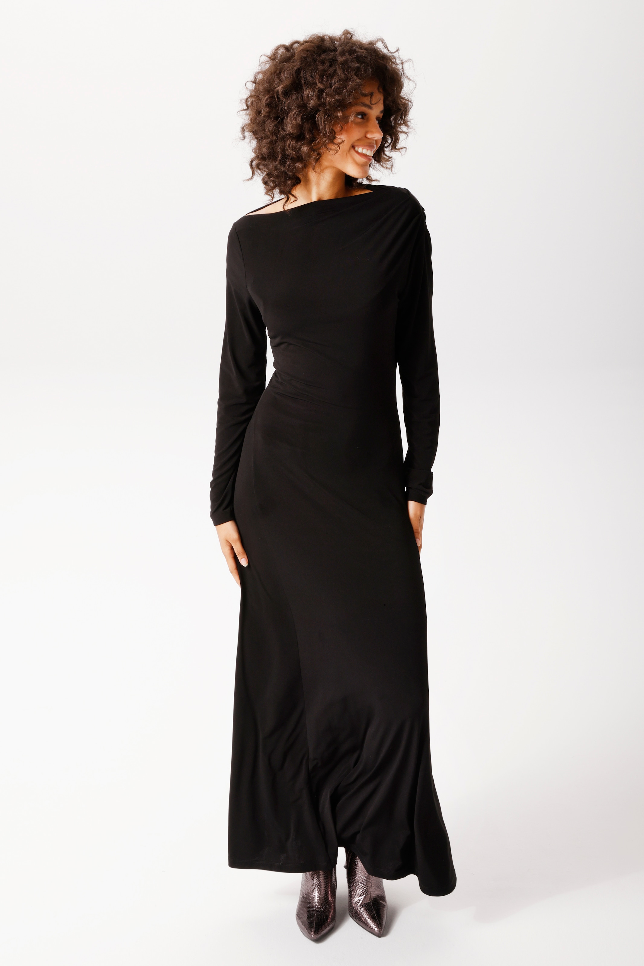 Aniston CASUAL Maxikleid mit asymmetrischen Wasserfall-Ausschnitt - NEUE KOLLEKTION