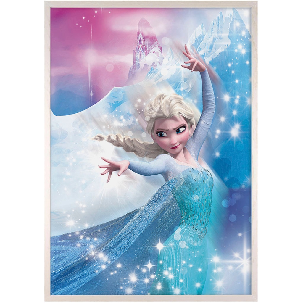 Komar Bild mit Rahmen »Bilderrahmen Holz White mit Wandbild "Frozen 2 Elsa Action" als Set«