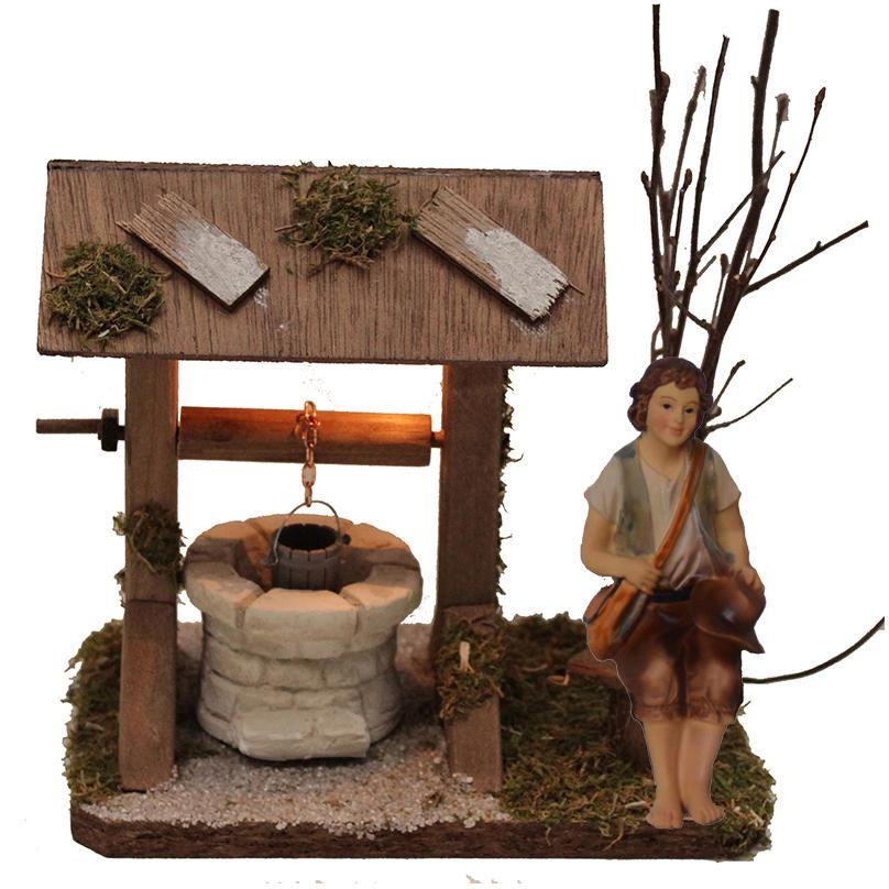 Alfred Kolbe Krippen-Zubehör »Brunnen mit Beleuchtung und Figur Hirte sitzend«