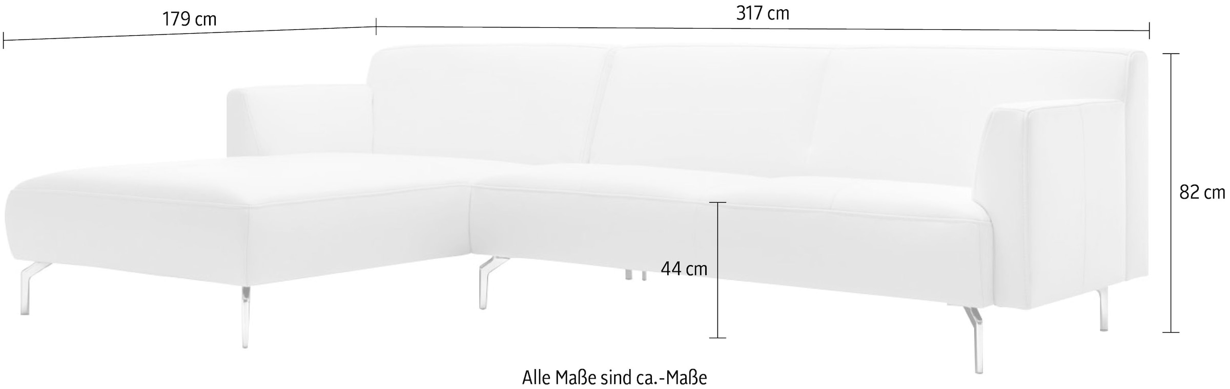 Creation BY ROLF BENZ Ecksofa »CR.446«, in minimalistischer, schwereloser Optik, Breite 317 cm
