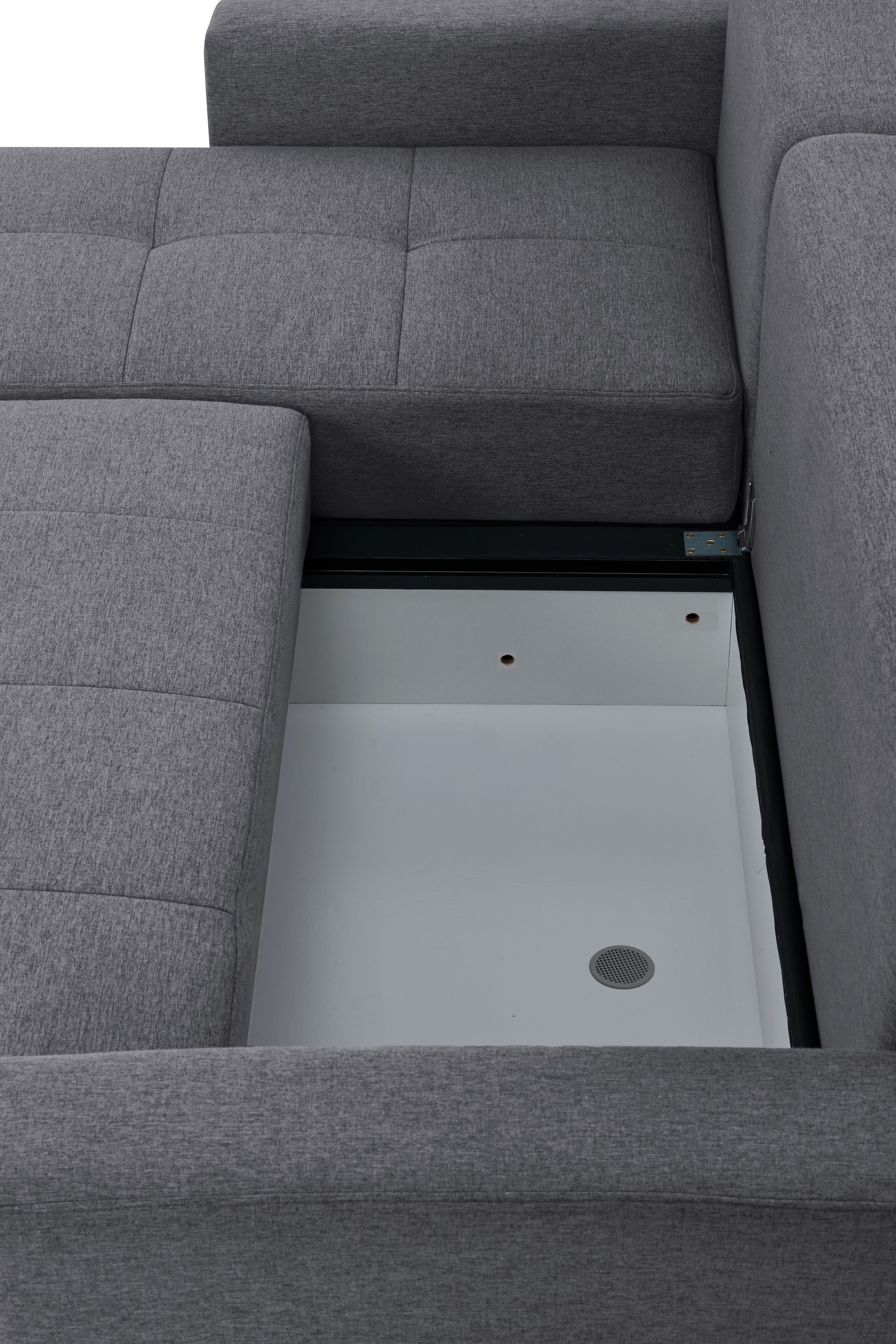 INOSIGN Ecksofa »KILLAM, 217 cm, L-Form, mit Schlaffunktion u. Bettkasten«, Recamiere rechts / links montierbar, in Cord und Webstoff
