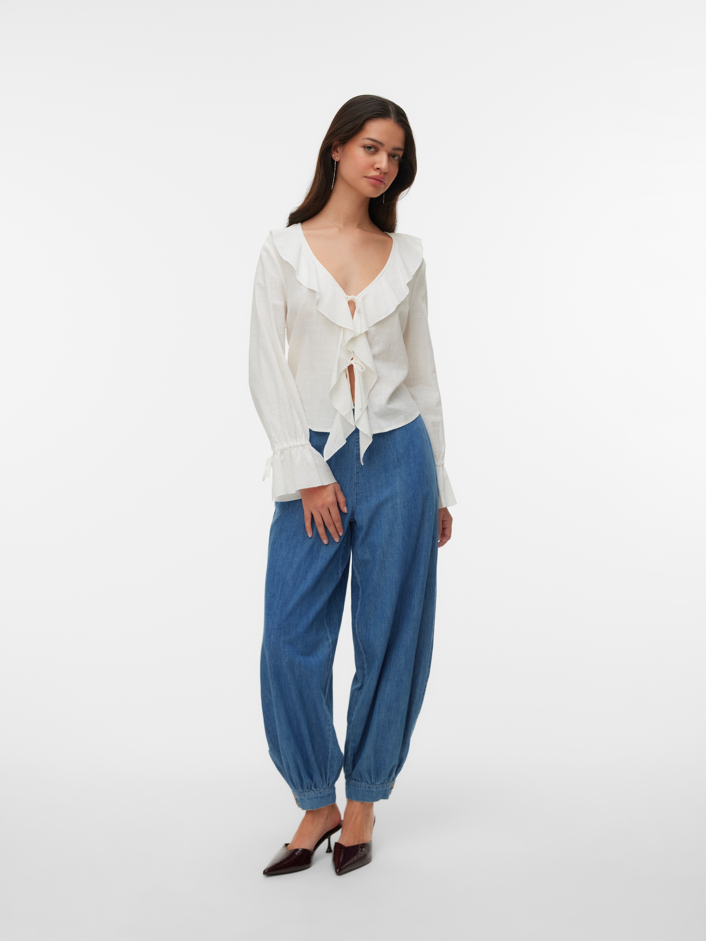 Vero Moda Rüschenbluse »VMJAMIE TIE LS TOP WVN«