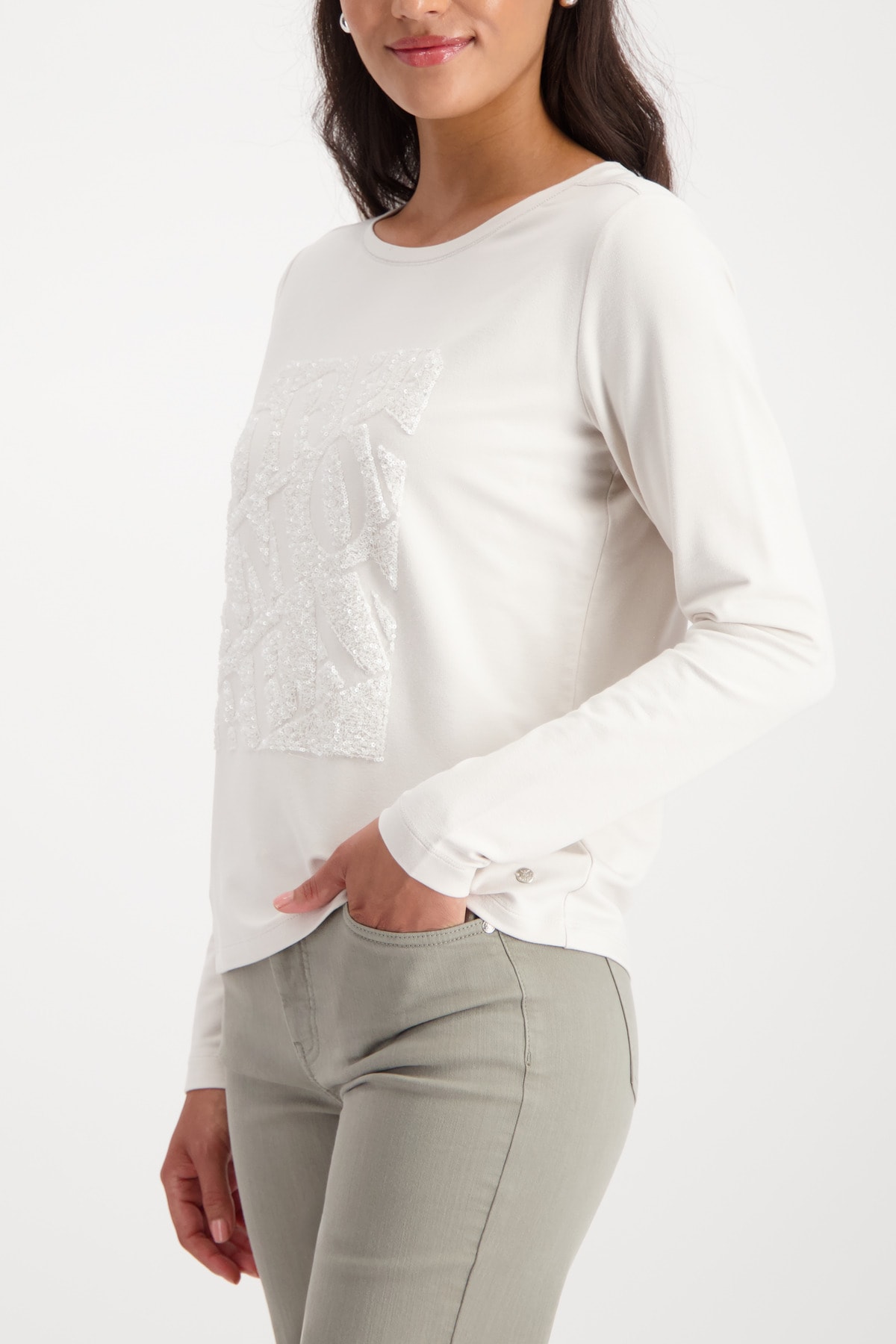 Monari Langarmshirt »Shirt Pailletten Stick«