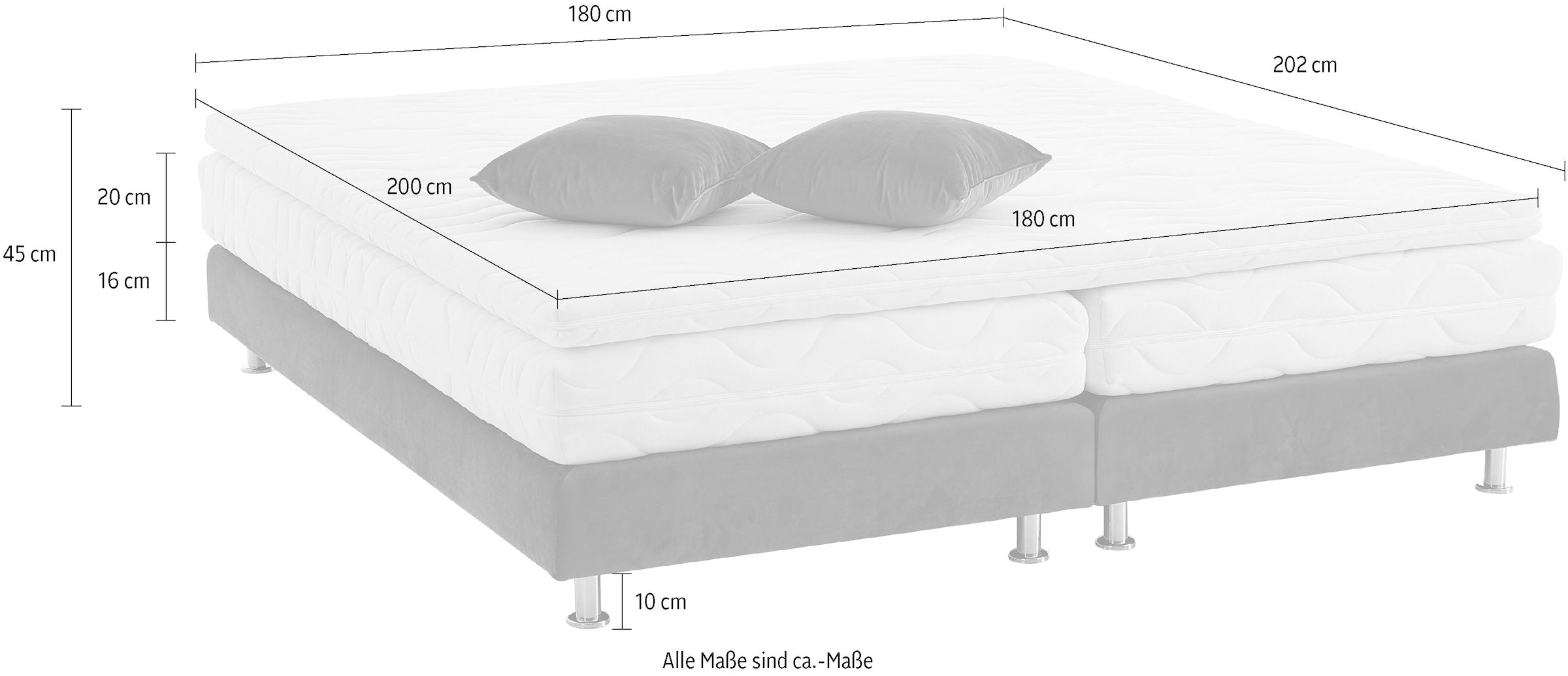 Westfalia Schlafkomfort Boxbett »Nagoya«, wählbar mit und ohne Topper, in H2, H3 und H4 erhältlich