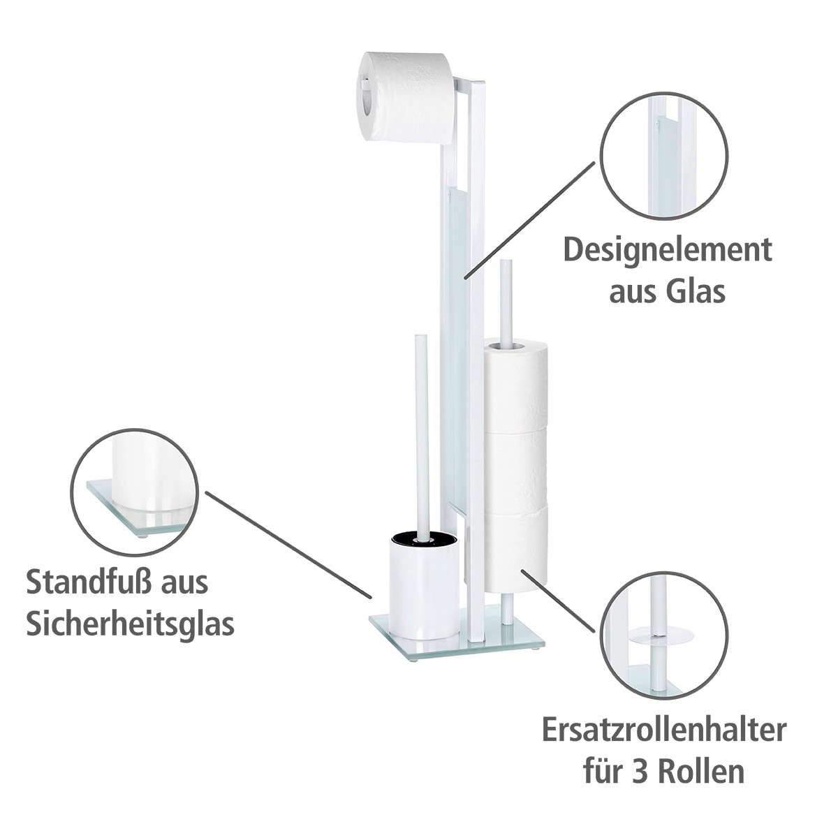 WENKO WC-Garnitur »Rivalta«, aus und integrierter Toilettenpapierhalter Sicherheitsglas-Kunststoff, online bei WC-Bürstenhalter OTTO