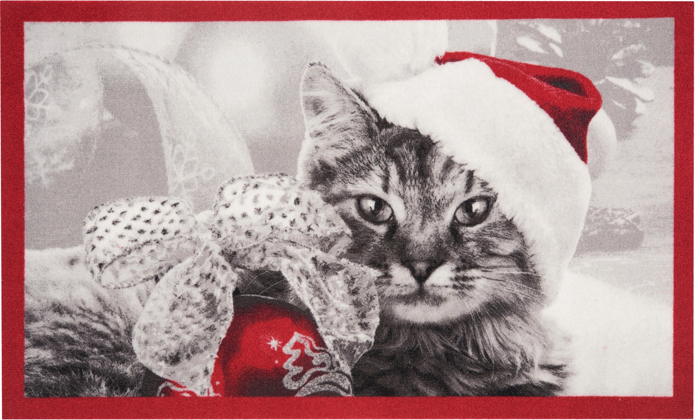HANSE Home Fußmatte »Christmas Cat«, rechteckig, 7 mm Höhe, In und Outdoor geeignet, Tier Motiv, Pflegeleicht, Rutschfest, Weihnachten, Waschbar