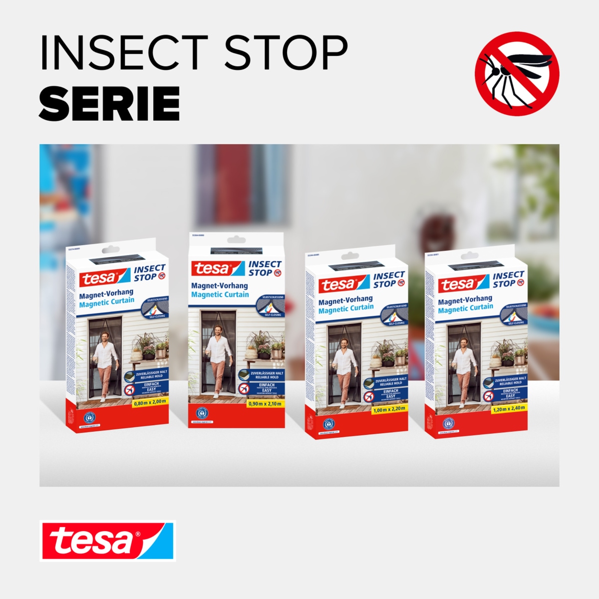 tesa Insektenschutz-Vorhang »Insect Stop Magnetvorhang selbstschließend, L - 1,00 m x 2,20 m«, Insektenschutzvorhang mit Magneten - für Balkon- und Terrassentüren