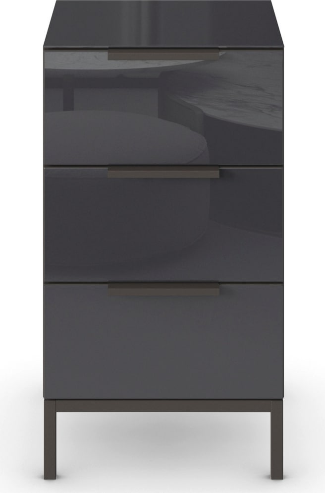 rauch Nachtkommode »Nachttisch Nachtschrank Nachtkonsole FLIPP mit Glasfront«, (Breite 40 cm), mit 3 Schubladen und Soft-Close-Funktion, Oberboden und Front Glas