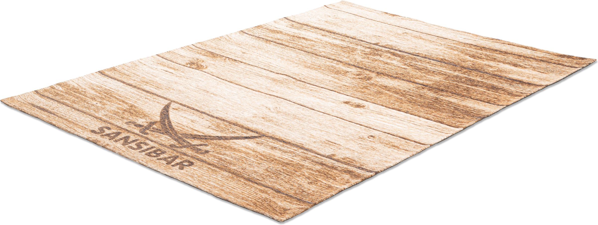 Sansibar Teppich »Keitum 009« rechteckig 3 mm Höhe Flachgewebe, Motiv Holzdielen & gekreuzte Säbel