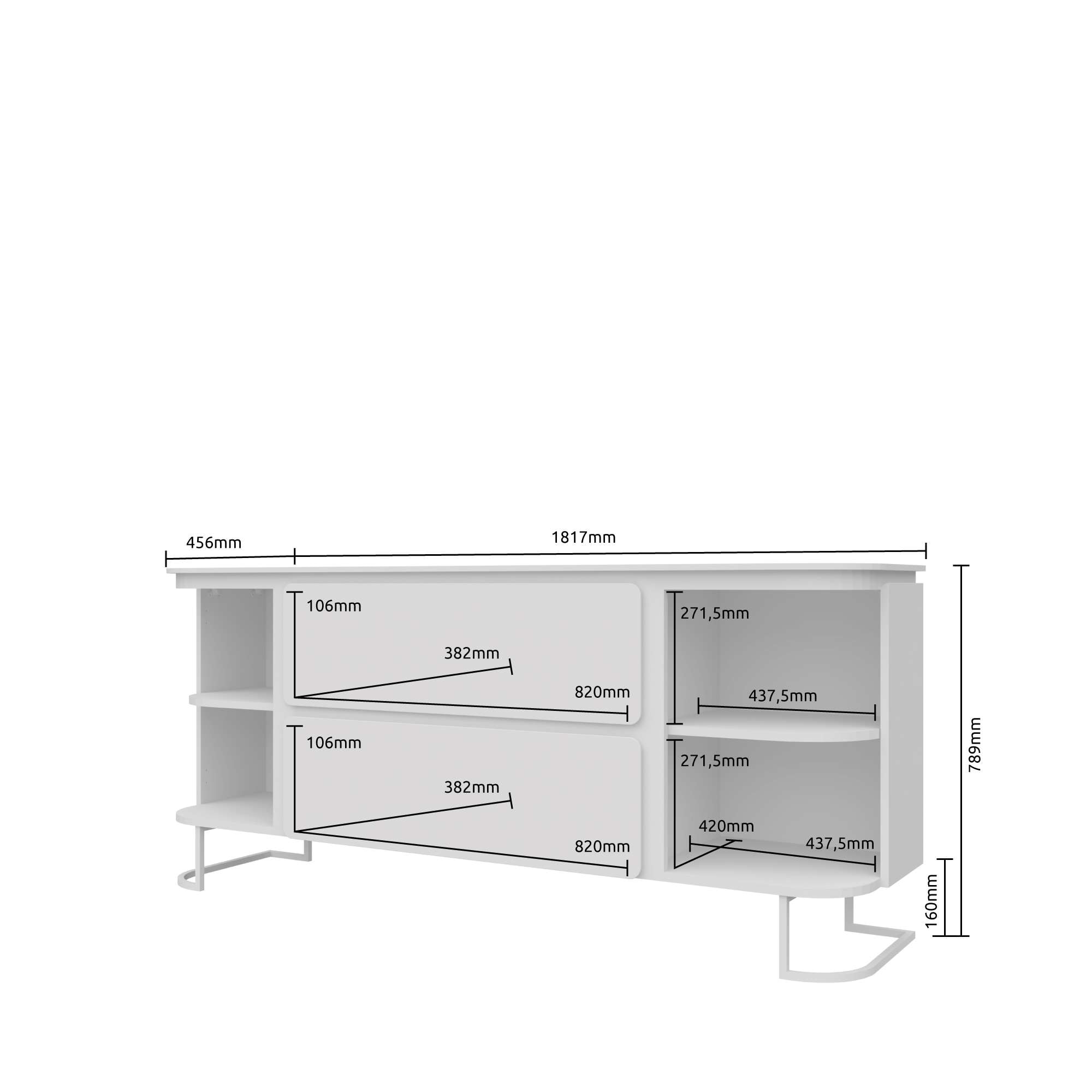 OTTO home Sideboard »AURA , Kommode, Kombikommode, Stauraumschrank, mit LED-Beleuchtung« UV lackiert, Soft Close Funktion, Metallrahmen als Basis des Elements
