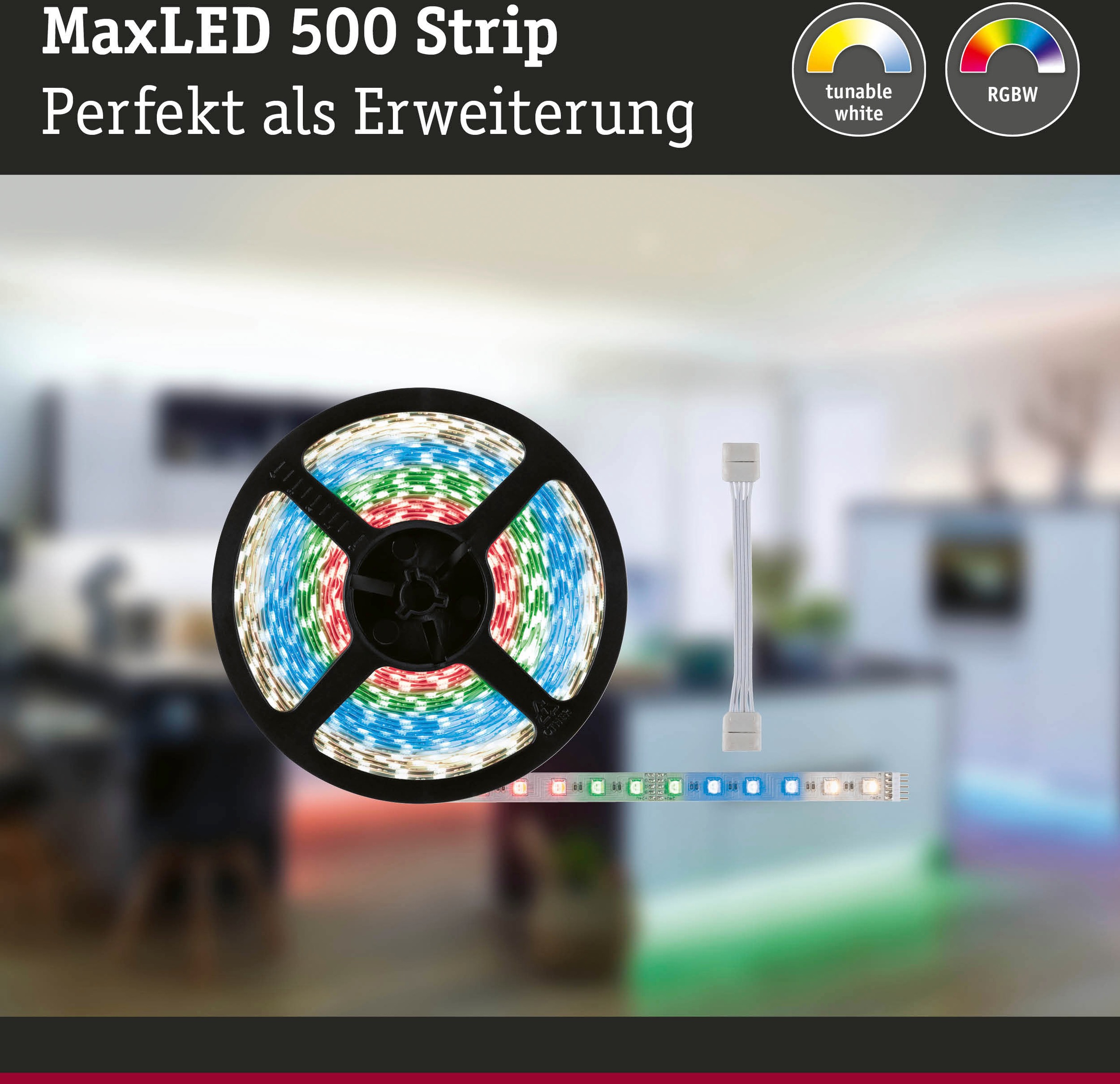 Paulmann LED-Streifen »MaxLED 500 Einzelstripe inkl. Adapterkabel 10m RGBW+ 72W 500lm/m«, 1 St.-flammig, unbeschichtet