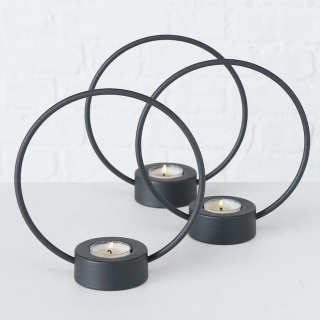 BOLTZE Teelichthalter »Rumba«, (Set, 3 St.), Kerzenhalter, aus Eisen, Höhe  ca. 20 cm, Ø ca. 18 cm bei OTTO