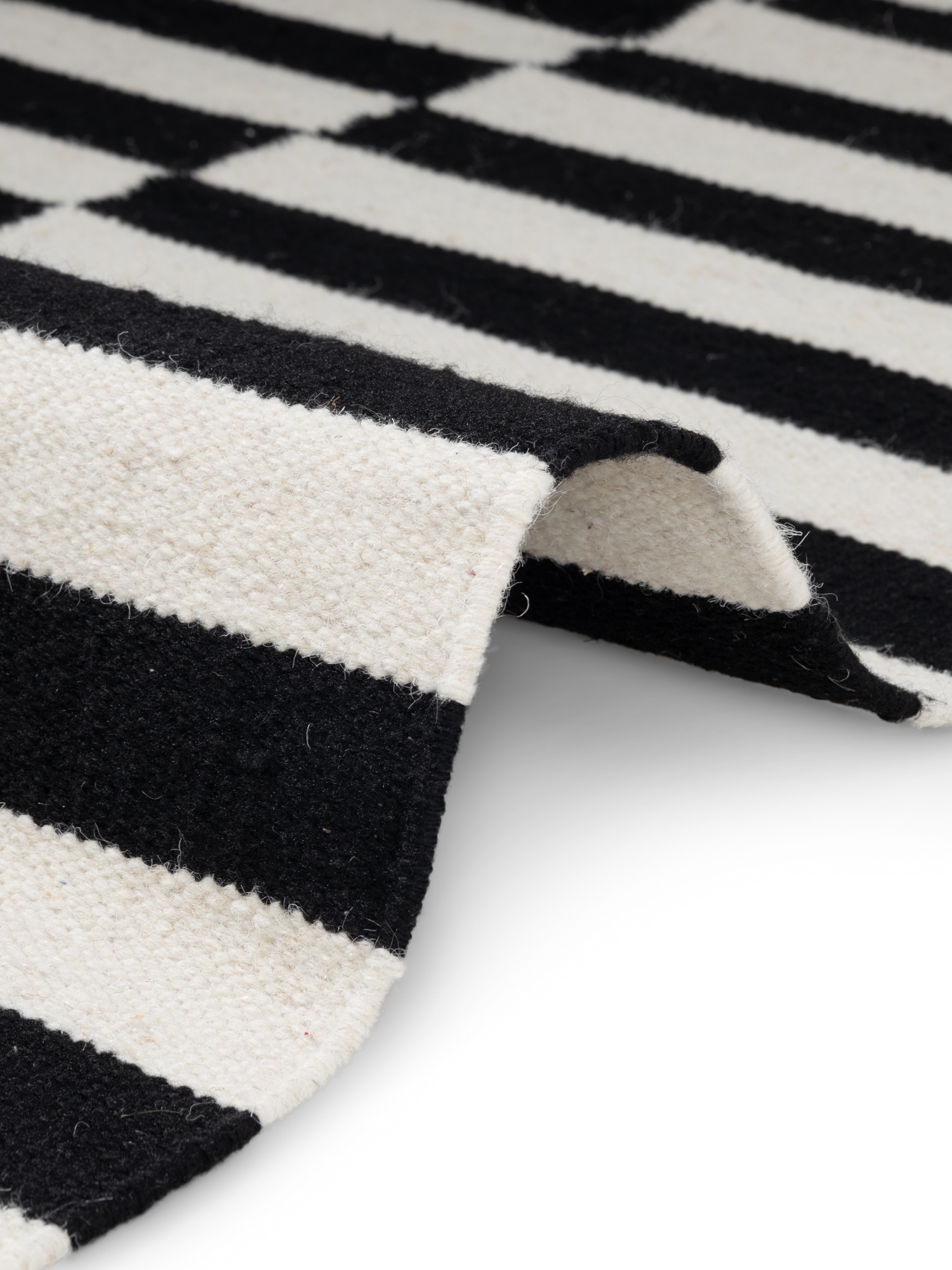 HANSE Home Wollteppich »Donna , schwarz-weiss« rechteckig 5 mm Höhe Handgewebt, Wolle, Natur, Läufer, Wohnzimmer, Schlafzimmer, Streifen