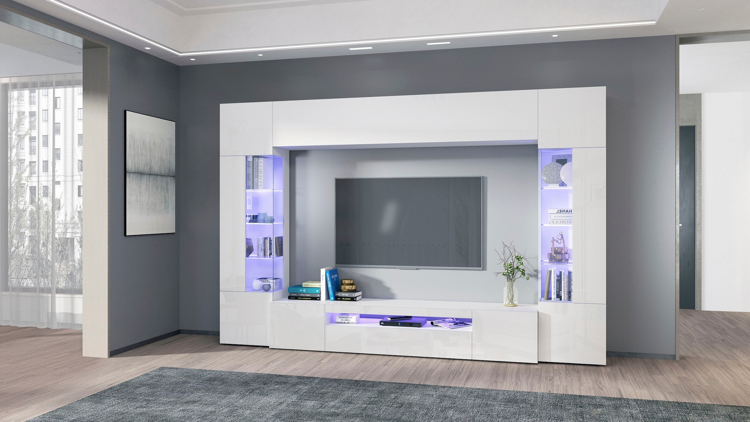 INOSIGN Wohnwand »New Egypt«, (4 St., Breite 290cm), bestehend aus 2 Stauraumvitrinen, 1 Lowboard, 1 Hängeschrank