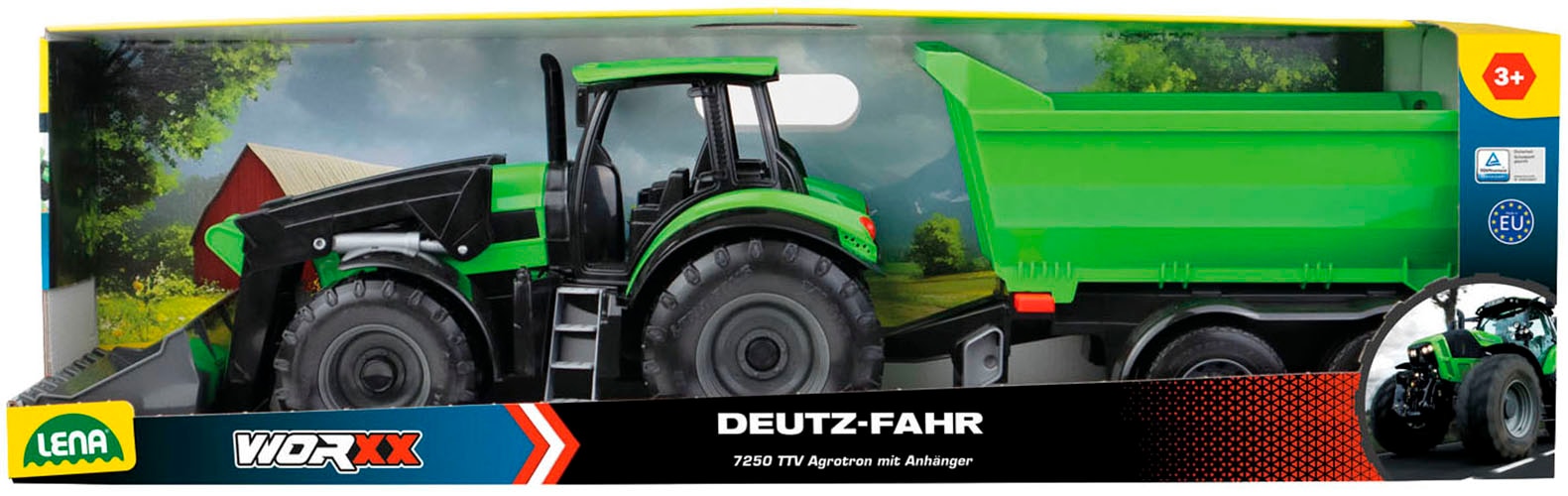 Lena® Spielzeug-Traktor »Worxx Traktor Deutz-Fahr Agrotron 7250 TTV mit Anhänger« Made in Europe