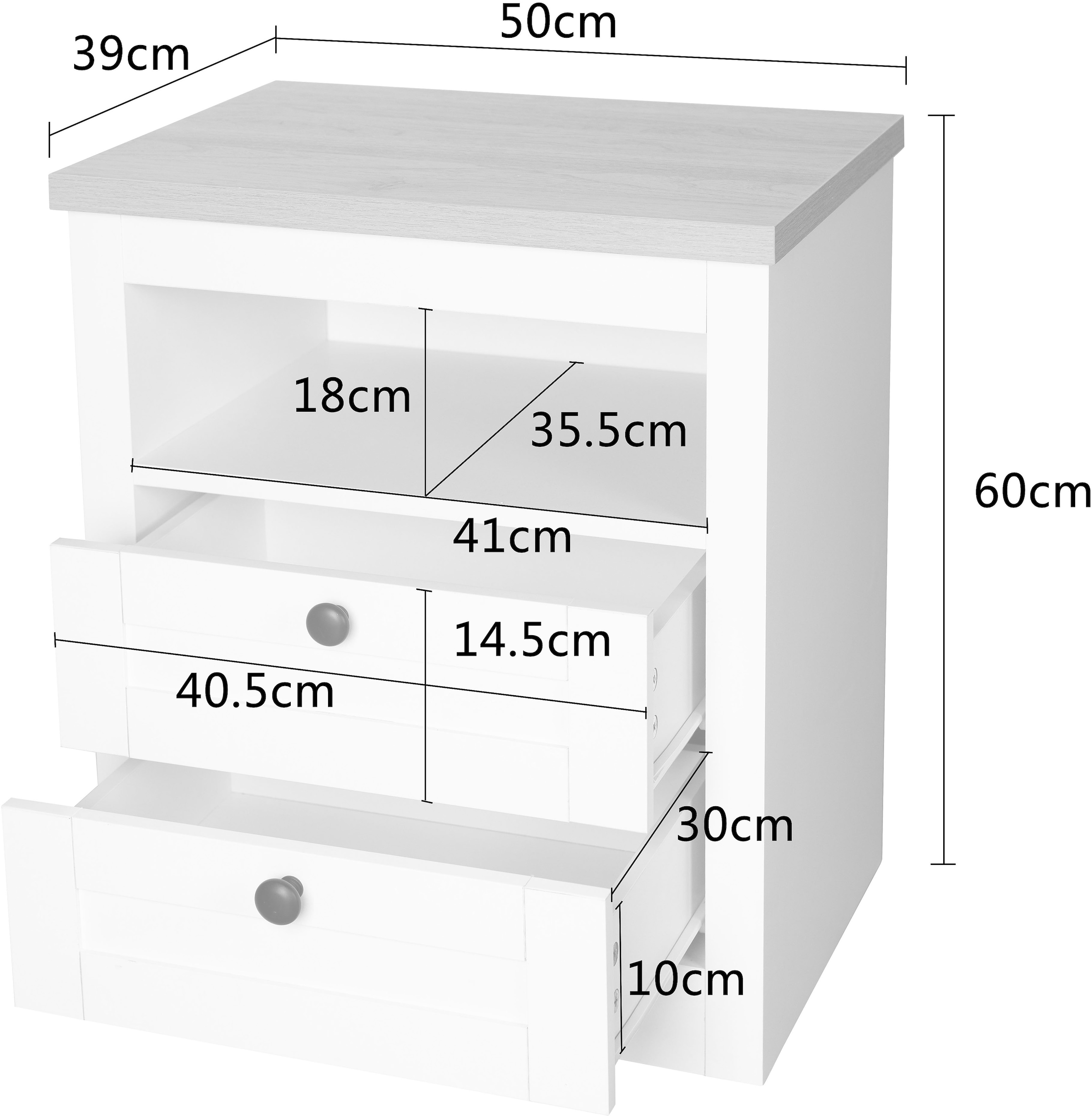 OTTO home Nachtkonsole »2er Set Büsum Nachtschrank Beistellschrank« Spar-Set, 2 Schränke im Lieferumfang, 