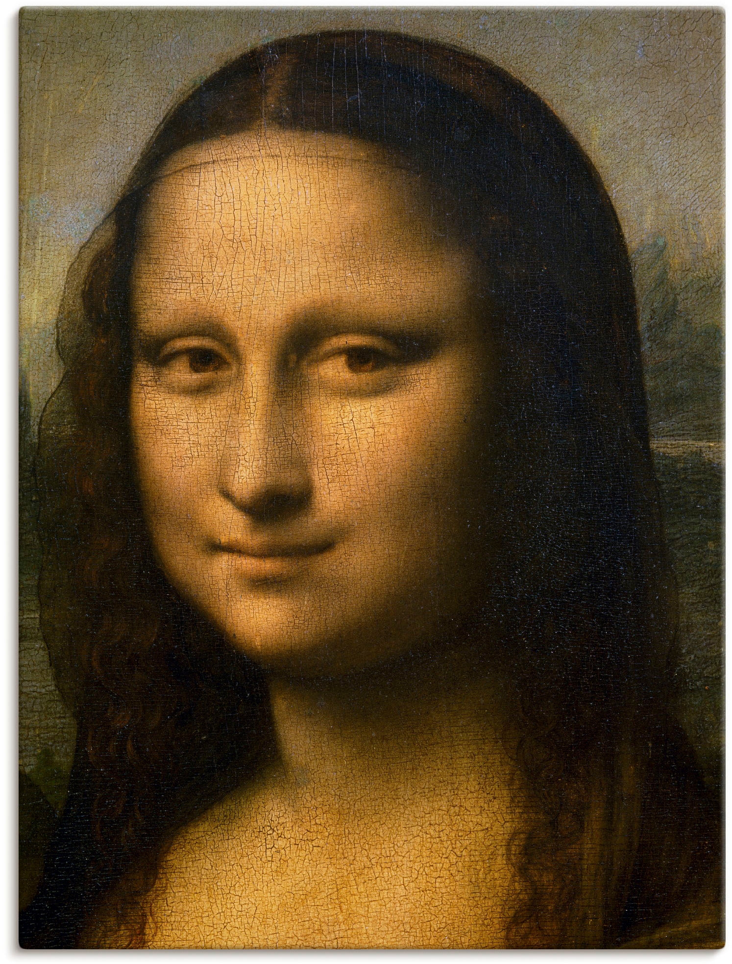 Leinwandbild »Mona Lisa. Detail Kopf. 1503-1506«, Frau, (1 St.), auf Keilrahmen gespannt