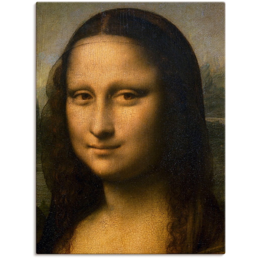 Artland Leinwandbild »Mona Lisa. Detail Kopf. 1503-1506«, Frau, (1 St.), auf Keilrahmen gespannt