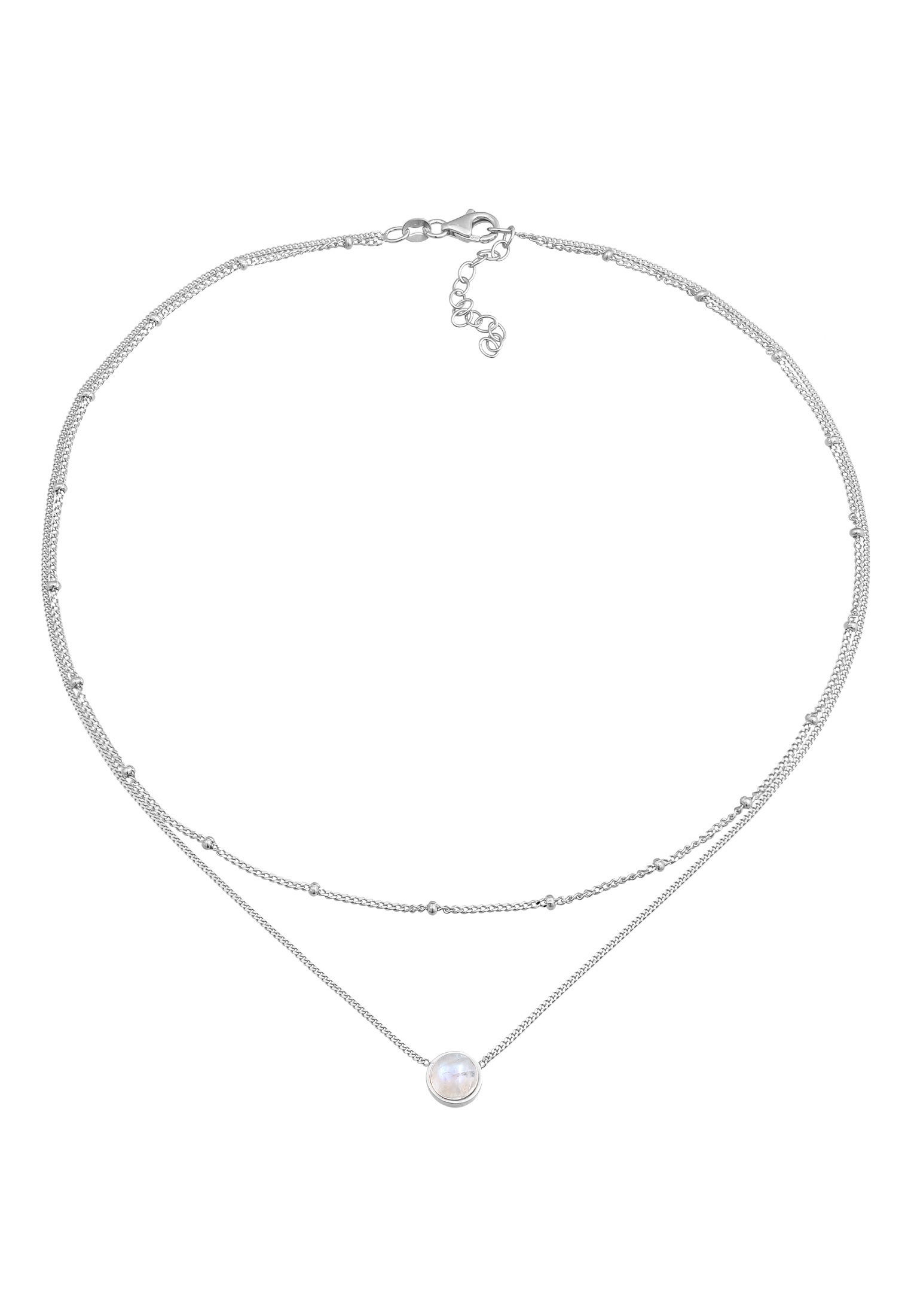 Elli Silberkette »Halskette Choker Layer Mondstein Kugelkette 925 Silber«