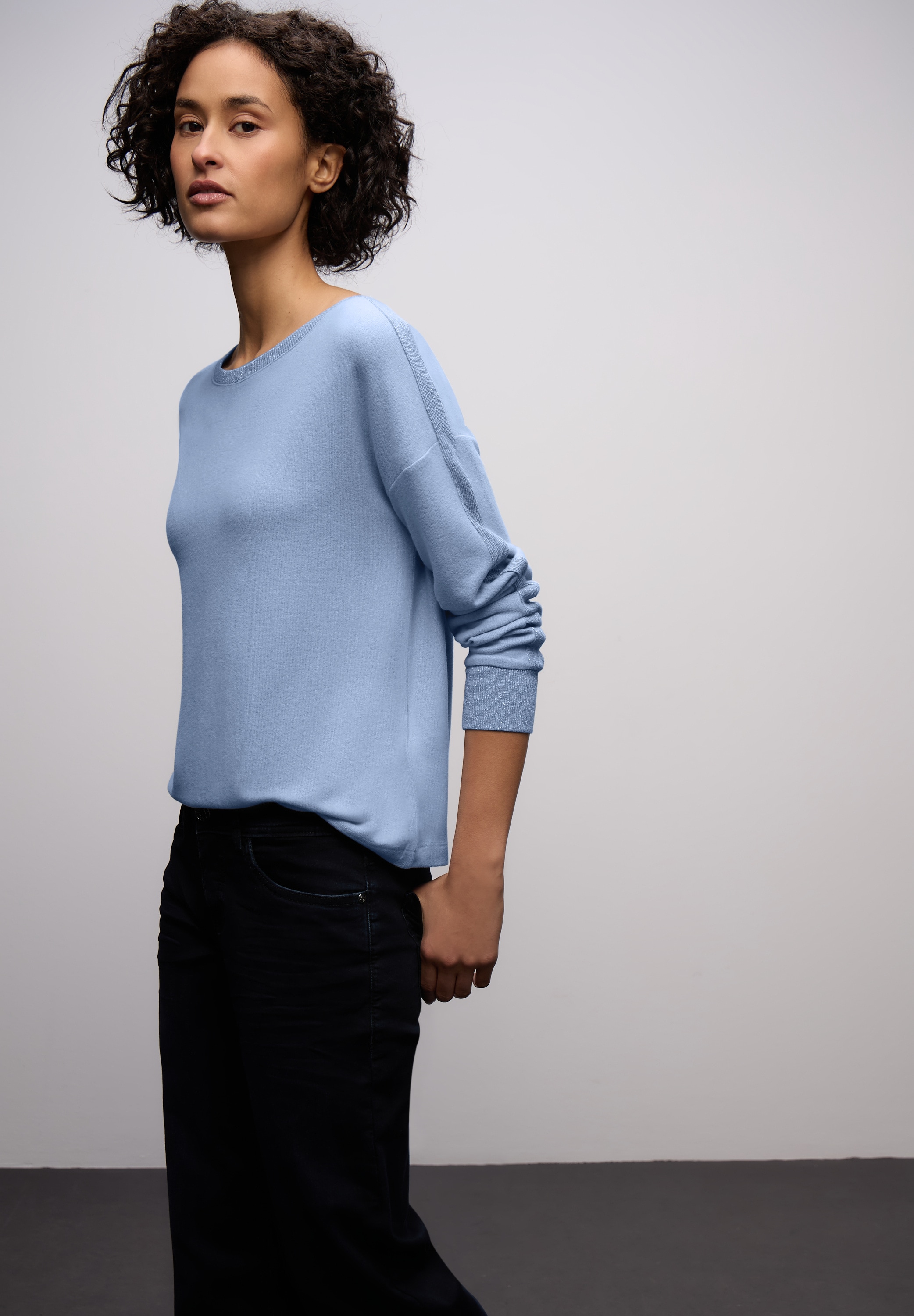 STREET ONE Langarmshirt mit Glitzerdetails