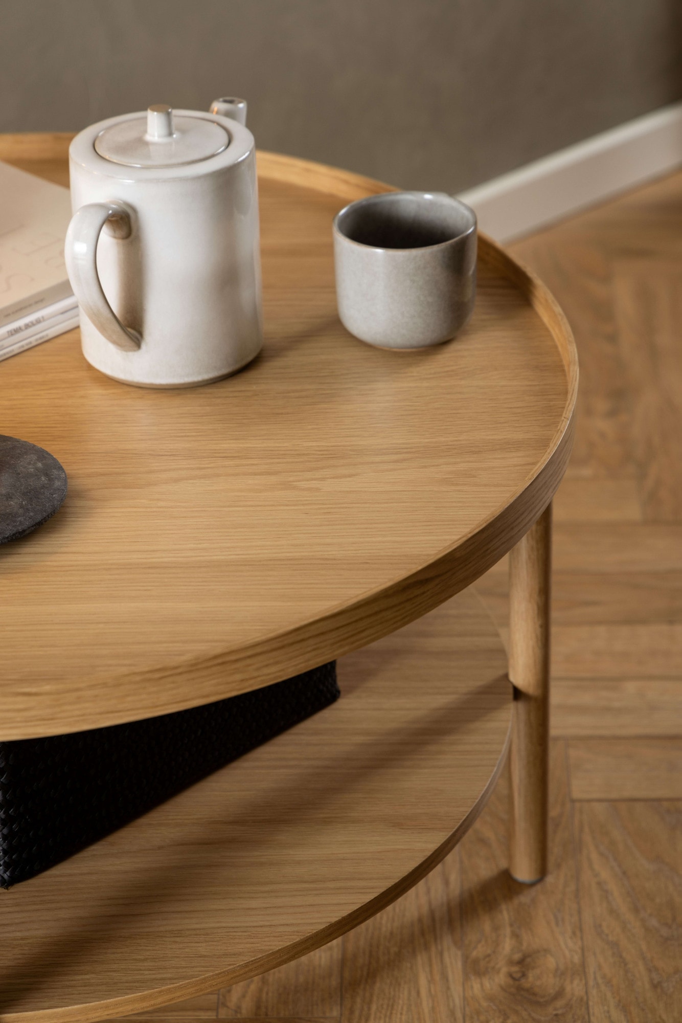 ACTONA GROUP Couchtisch »Banbury, Sofatisch, Wohnzimmertisch« 80x80x42cm,  2 Ebenen, Eichenfurnier, runde Form, FSC™