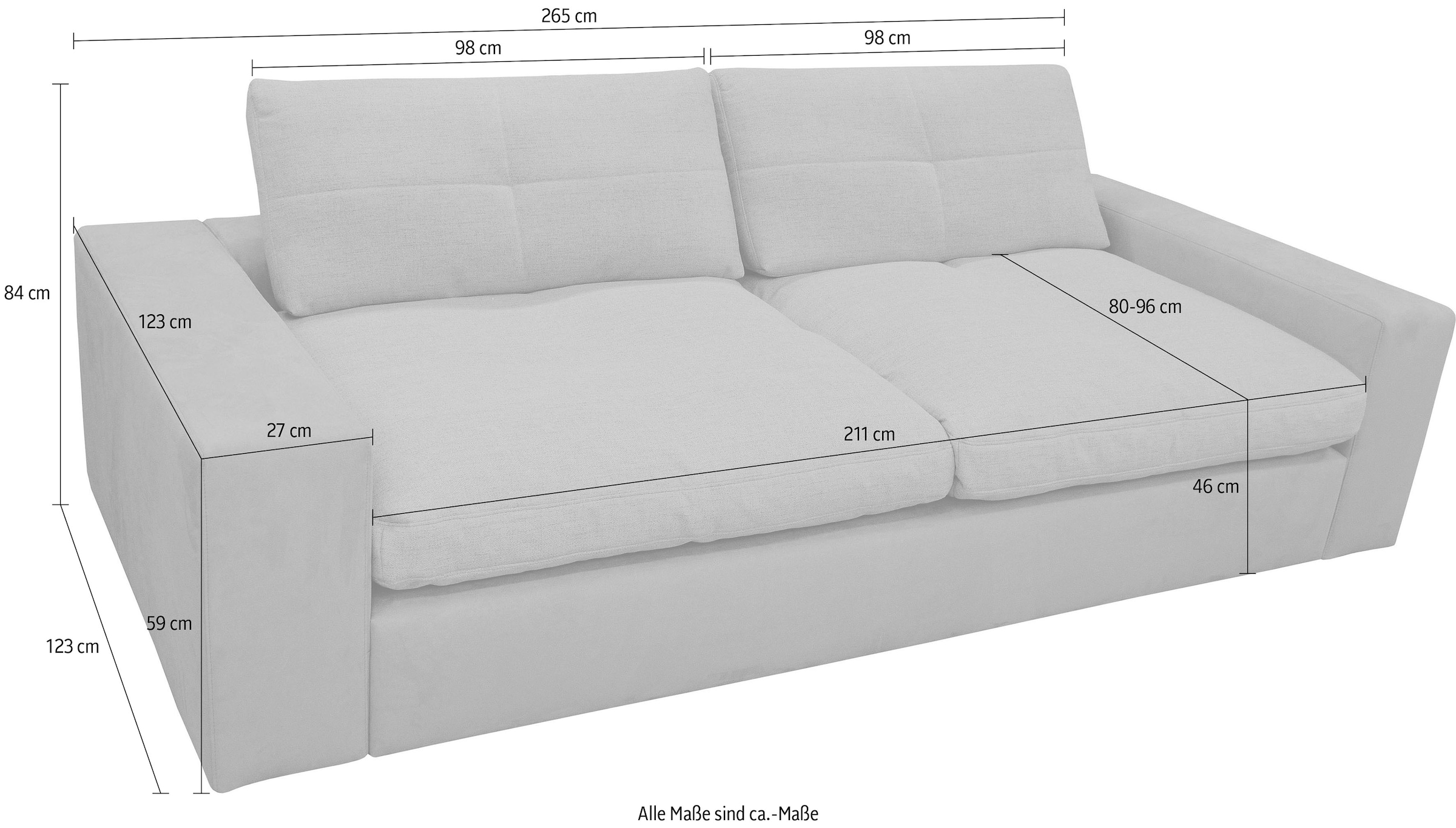 alina Big-Sofa »Sandy«, in Cord, mit losen Sitz und Rückenkissen
