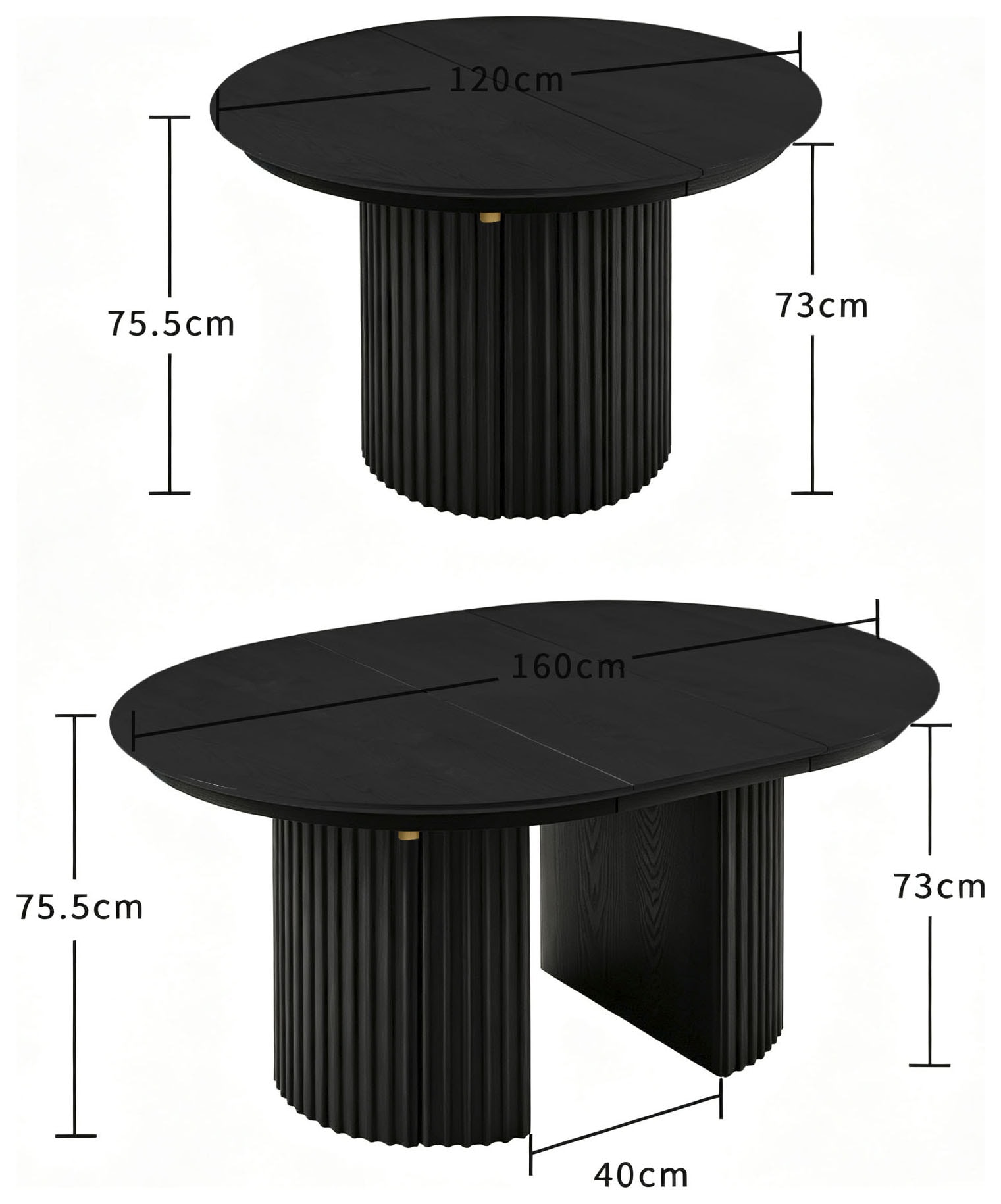 OTTO home Esstisch »Clozie« Design-Esstisch in Schwarz mit cleverem Stauraum & Ausziehfunktion