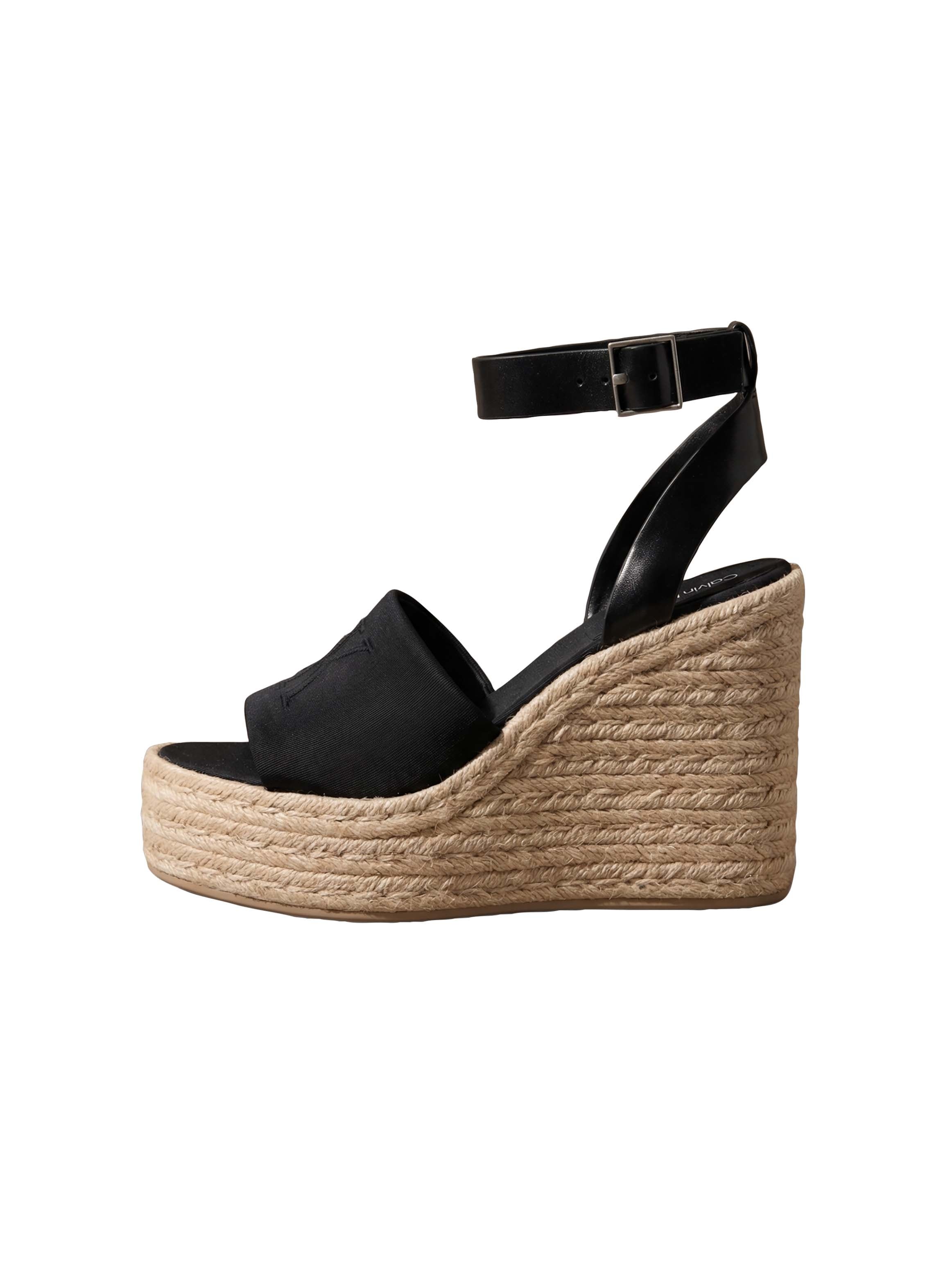 Calvin Klein Keilsandalette »WEDGE ESPAD 70 NEOPR MG«  Sommerschuh, Plateausandale, Keilabsatz, mit Bastbesatz