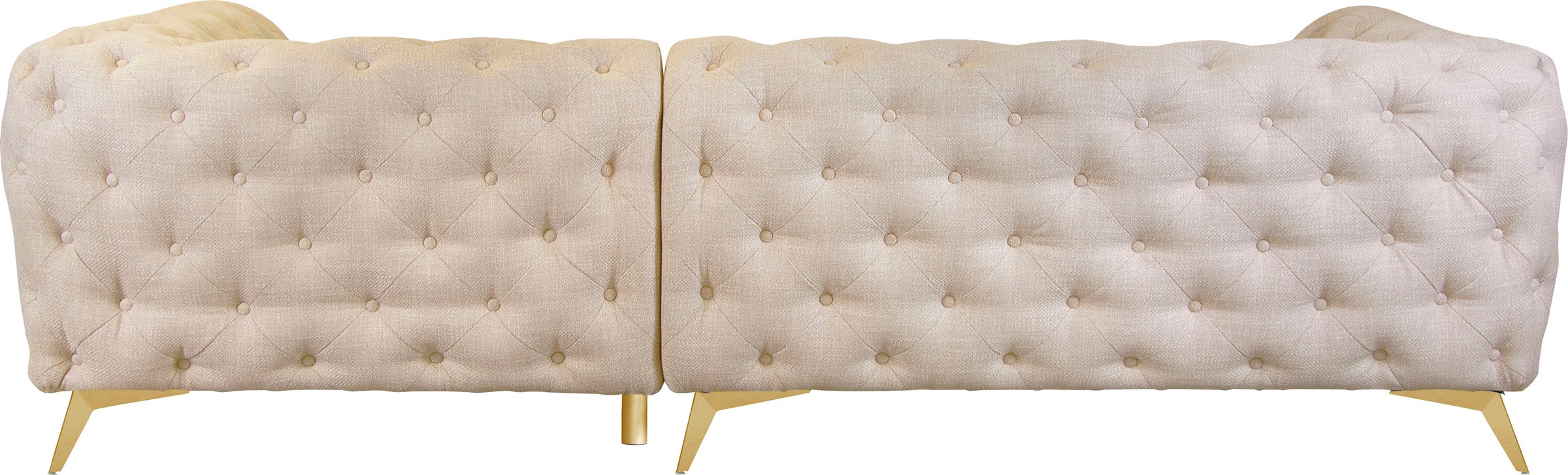 Leonique Chesterfield-Sofa »Ecksofa GLYNIS L-Form mit Wellenunterfederung, Maße B/T/H 264/204/75cm«, aufwändige Knopfheftung, moderne Chesterfield Optik, Fußfarbe wählbar
