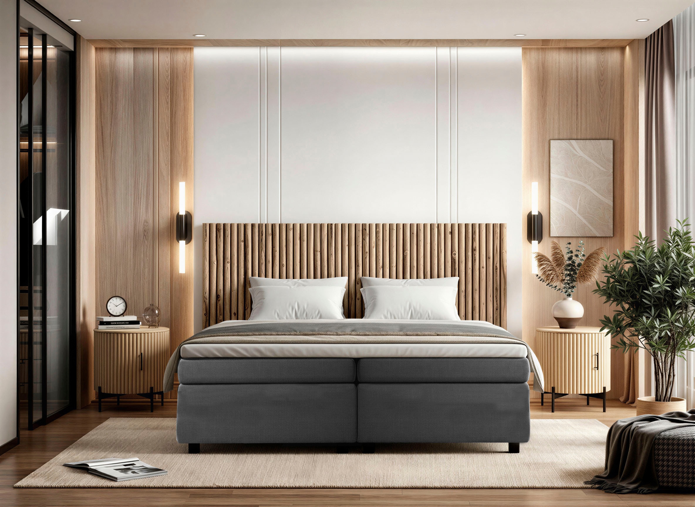 SIT Nachtkommode 1 Stk. tlg. Lamellen-Design im Retro Stil