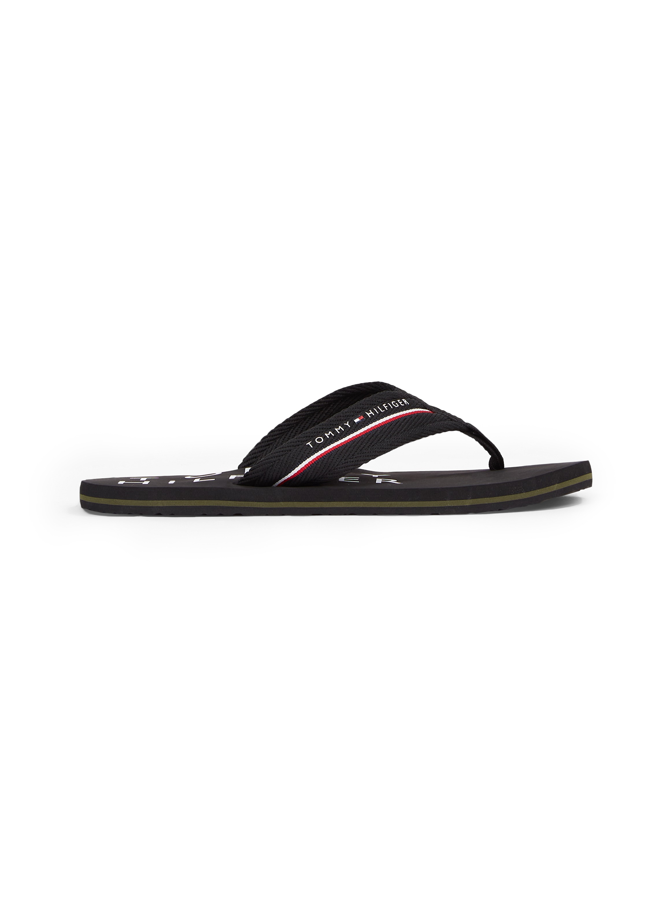 Tommy Hilfiger Zehentrenner »TOMMY HILFIGER WEB BEACH SANDAL«, Sommerschuh, Badeschuh mit Logoschriftzug