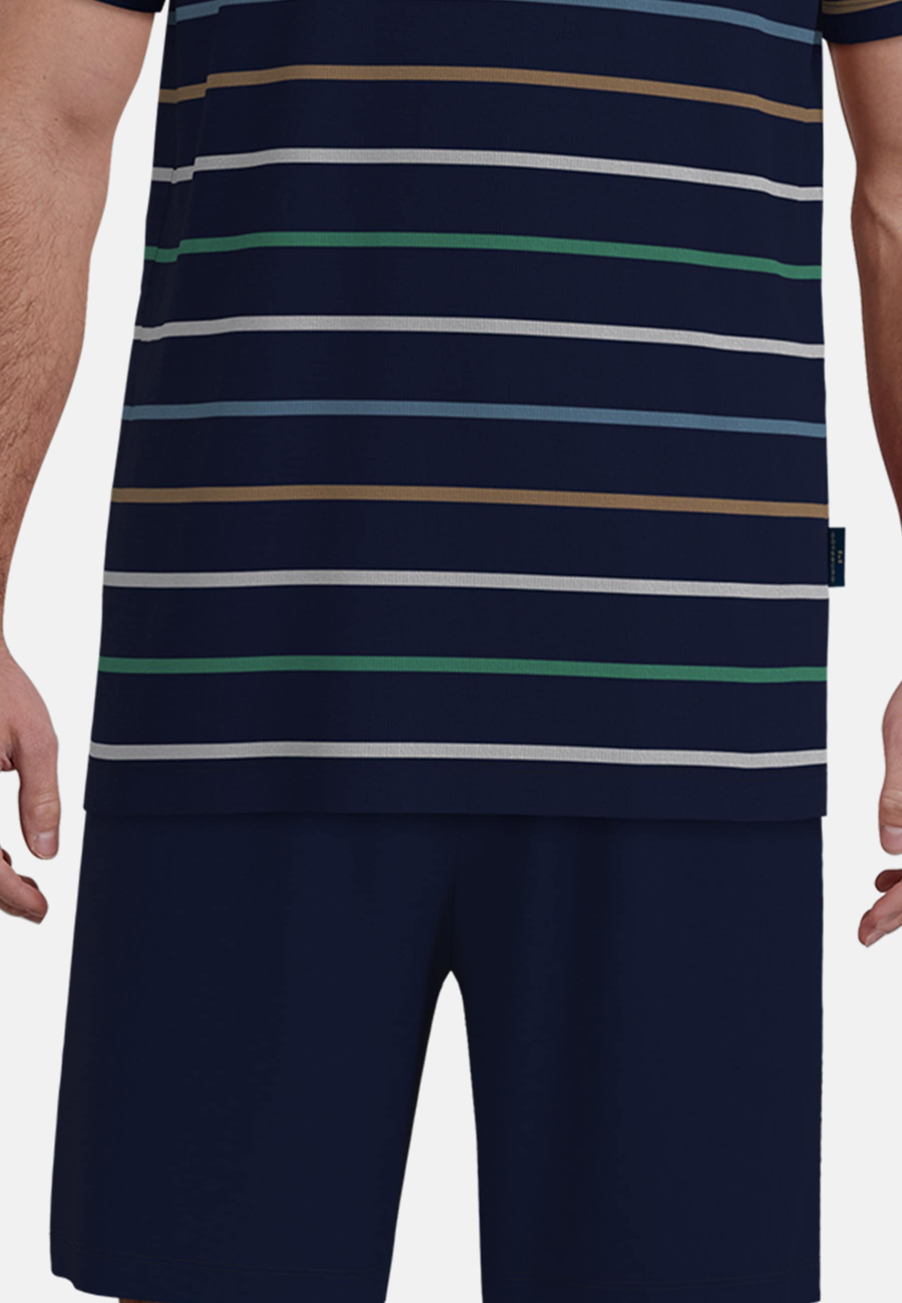 GÖTZBURG Shorty gestreift, kurz, Rundhalsausschnitt, Baumwollmix