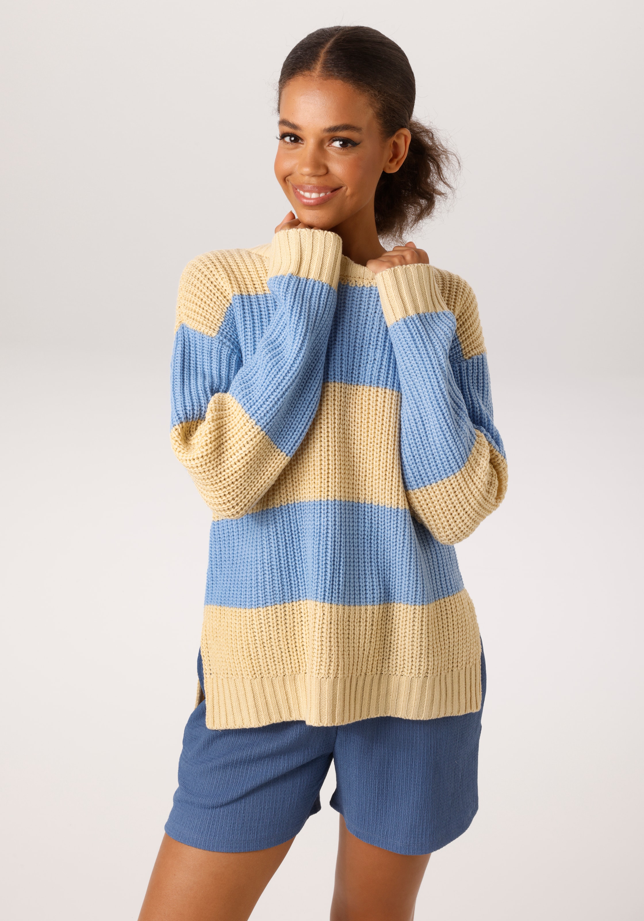 Aniston CASUAL Strickpullover im Colorblocking mit breiten Streifen - NEUE KOLLEKTION