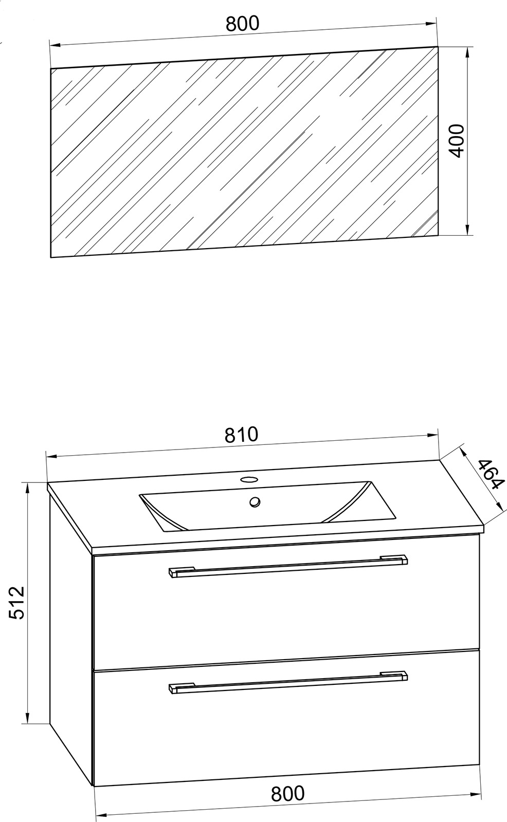 VCM Waschtisch »3-tlg. Waschplatz Waschtisch Badinos Schublade SP« 3 Stk. tlg.