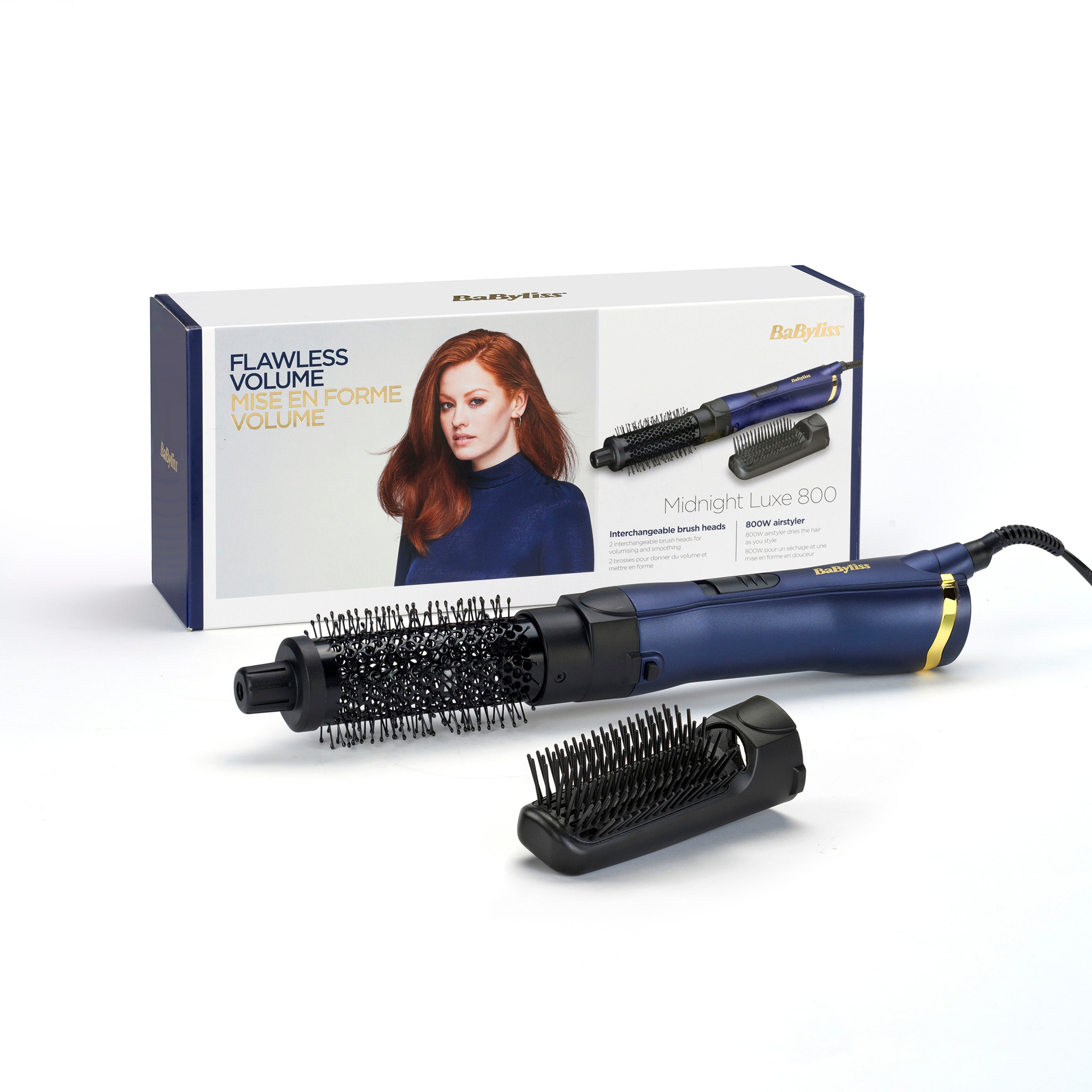 Babyliss Glätt- und Lockenstab »Midnight Luxe Hot Air Styler« 2 Aufsätze in blau