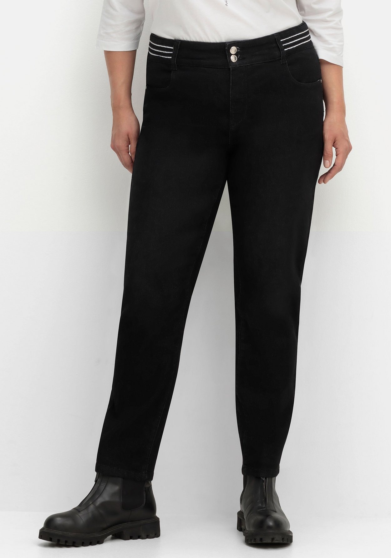 Sheego Stretch-Jeans »Schmale Jeans mit Glitzer-Zierband am Bund«