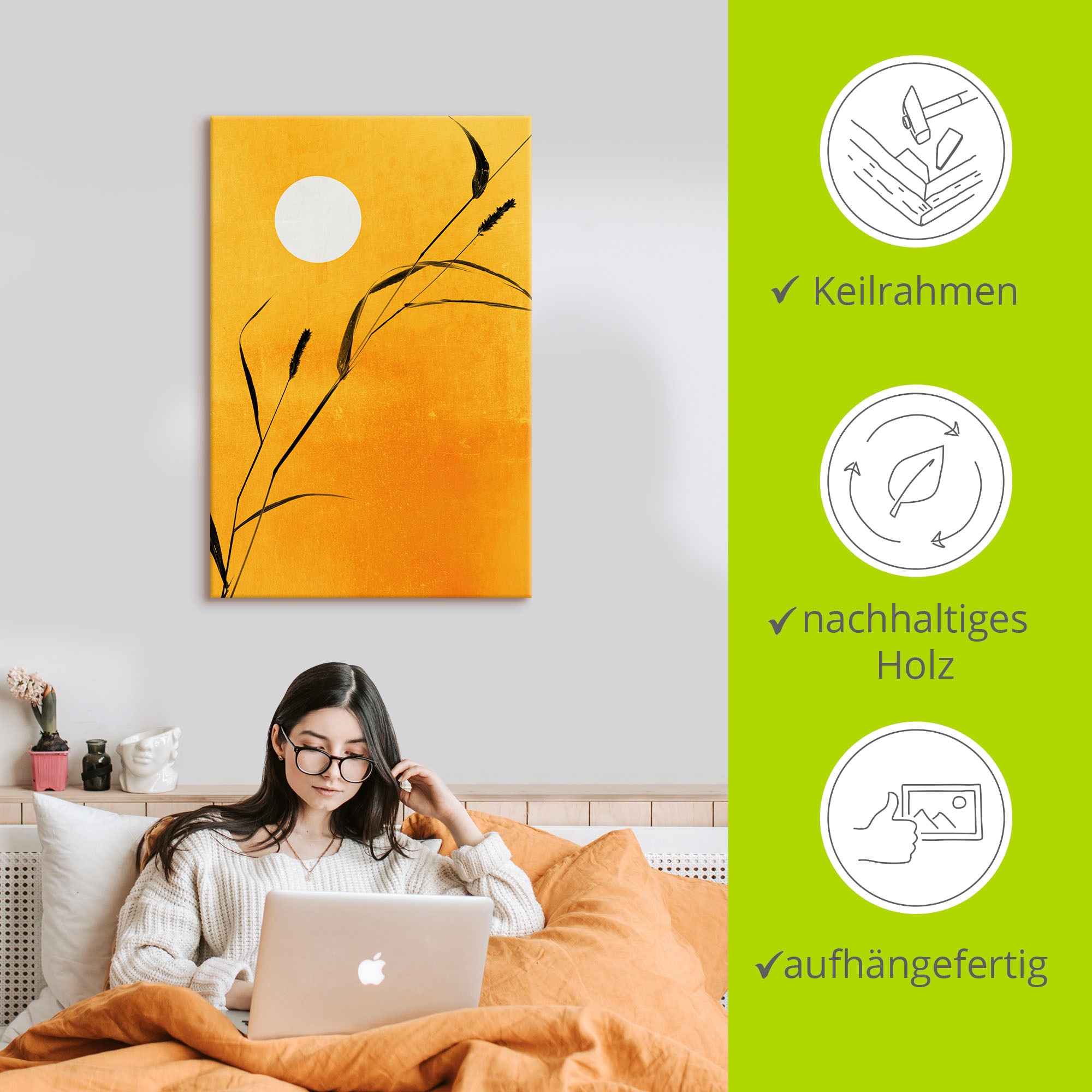 Artland Leinwandbild »Sonniger Tag« Pflanzenbilder 1 Stk. tlg. auf Holzrahmen gespannt