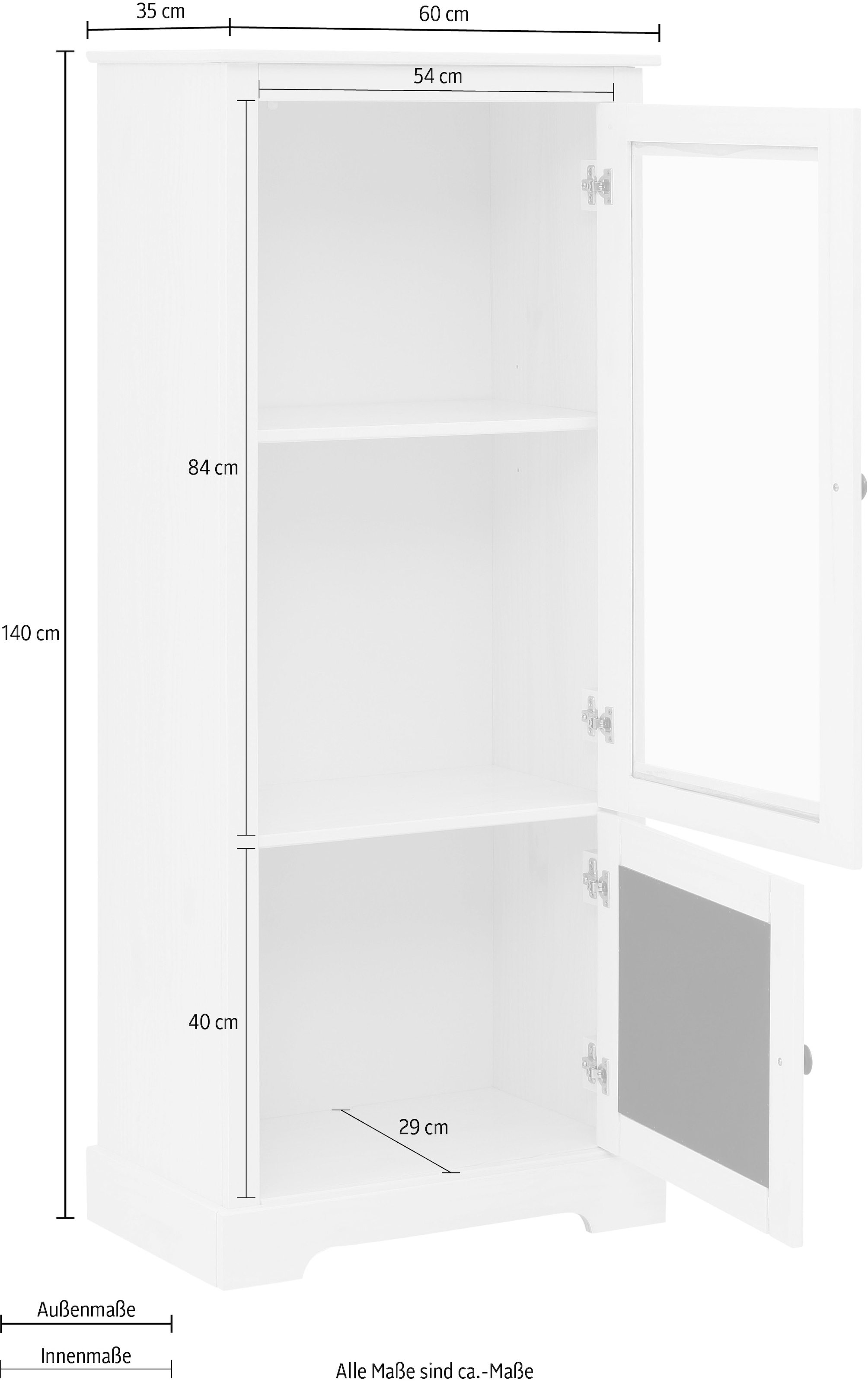 Home affaire Vitrine »Linda«, aus massivem Kiefernholz, mit schönen Metallgriffen
